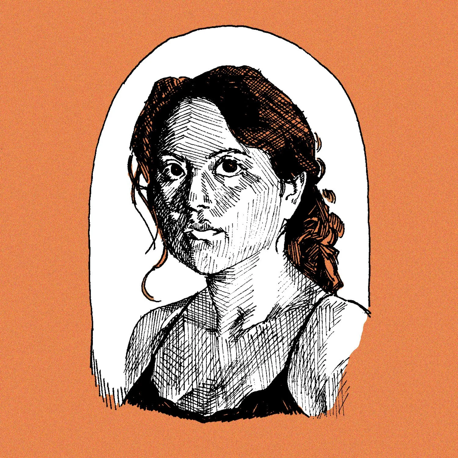 Self Portrait, Ink and Digital, 3"x3", Feb 2025