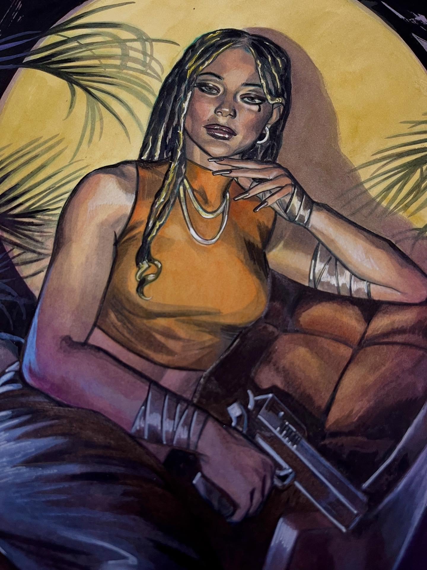 🧡 Dizzy Cordova from 100 bullets 💜 another pre-show commission for @heroesonline next weekend! List sold out and closed and I&rsquo;m hustling to make sure they all get done 💪

#100bullets #vertigo #dc #dccomics #comics #collectibles #collector #a