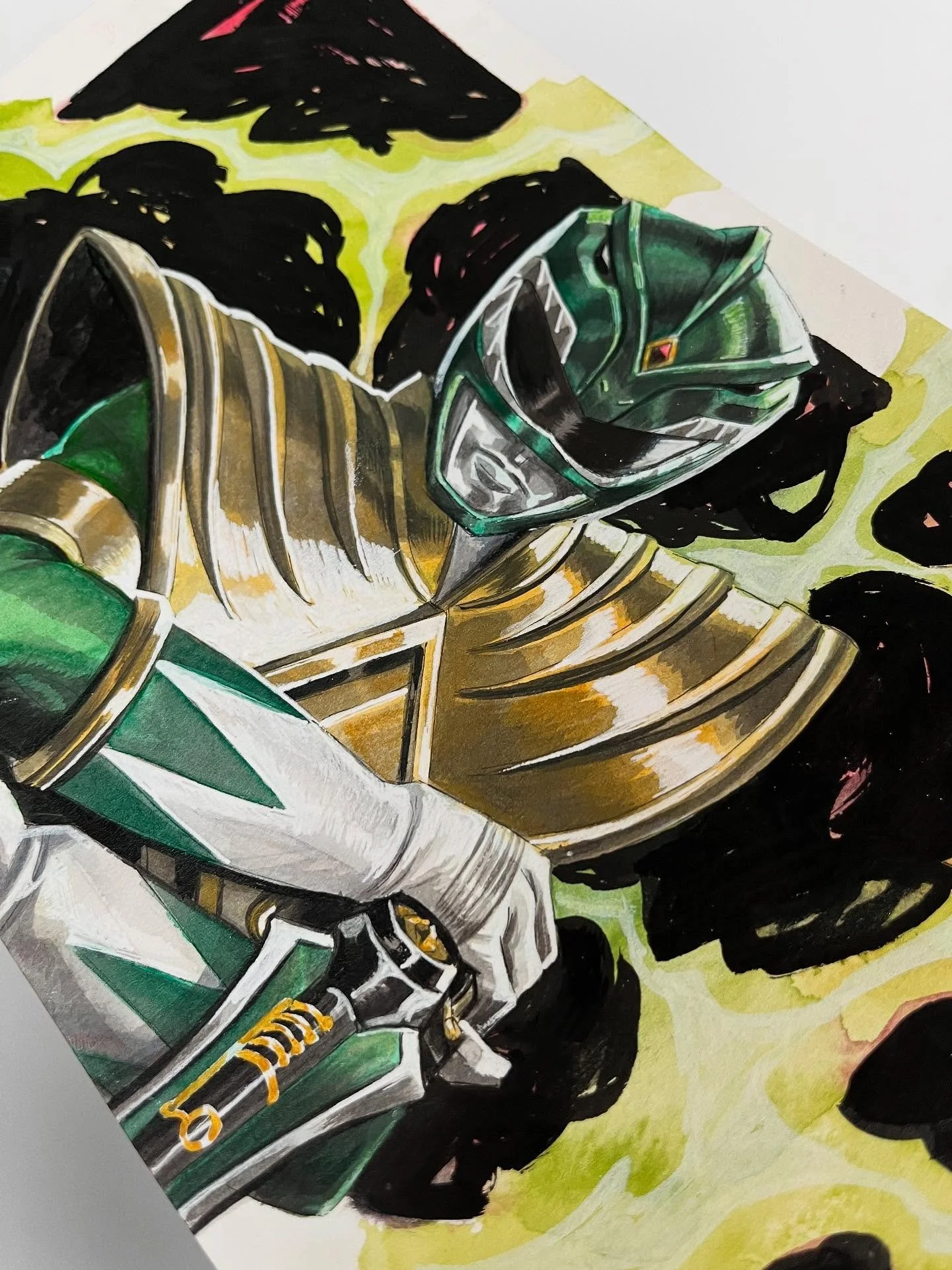 💚 Started this small Green Ranger commission at @heroesonline last weekend and finished it up last night ⚡️Still have a few more commissions I&rsquo;m finishing up from my Heroes Con list! 

Next show: Dragon Con 😎

#greenranger #powerrangers #migh