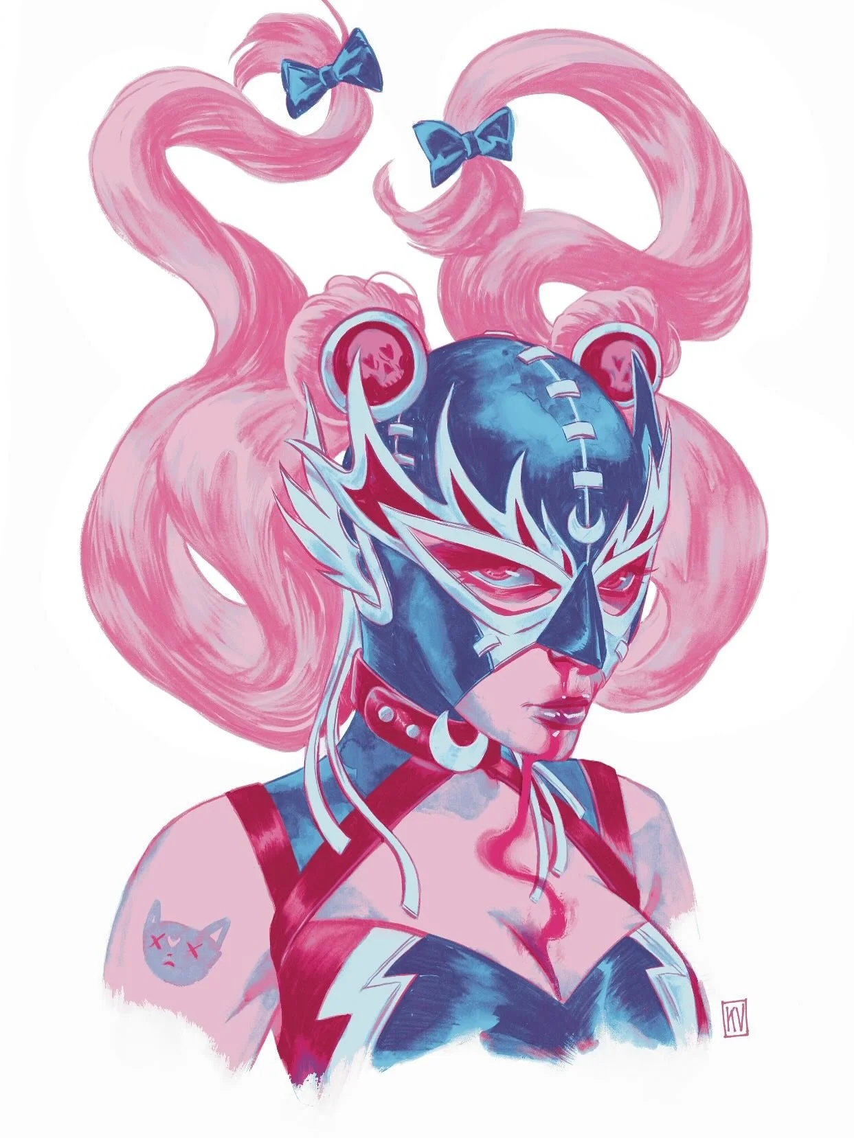 🌙 &ldquo;Toon Mami&rdquo;💖 is an art book I&rsquo;ve been wanting to make for a few years now and I&rsquo;m finally making time for.

I have three iterations in this post: the final art for the book, the ink drawing and polished drawing, and the in
