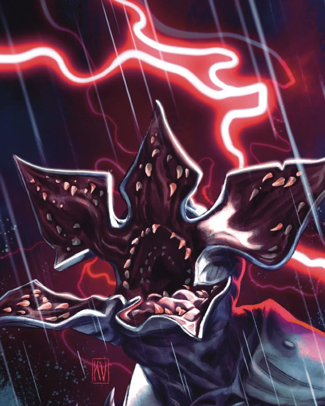 The Voyage cover I did a few years ago for #strangerthings went a little under the radar, but it was still fun drawing out a Demogorgon and playing with scale ⚡️ #comics #comicart #comicartist #digital #digitalpainting @darkhorsecomics