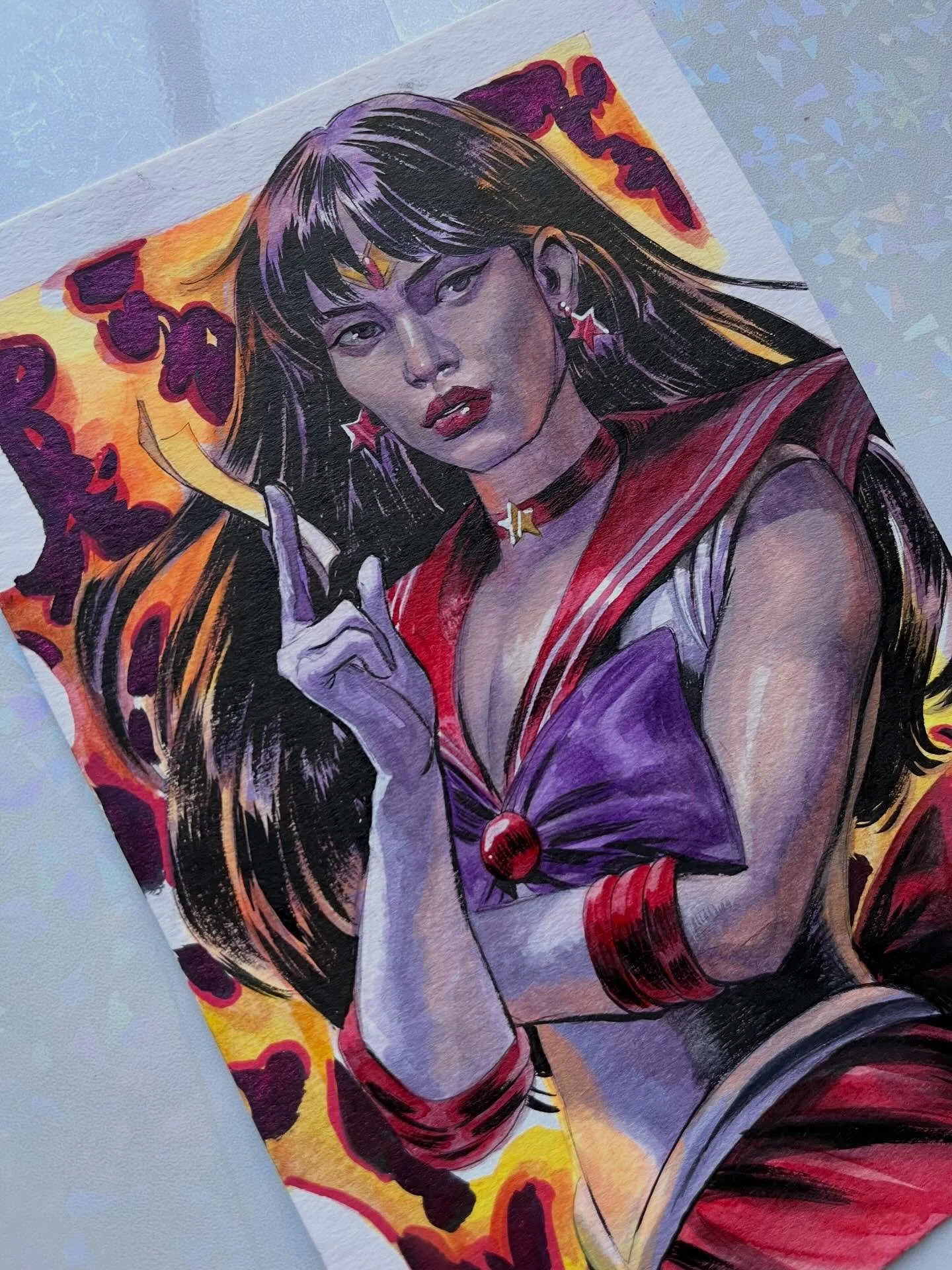 Started this little #sailormars piece while at the retailer day before NYCC this past October. Finally got to finish it between projects 🔥 #sailormoon #manga #anime #watercolor #painting