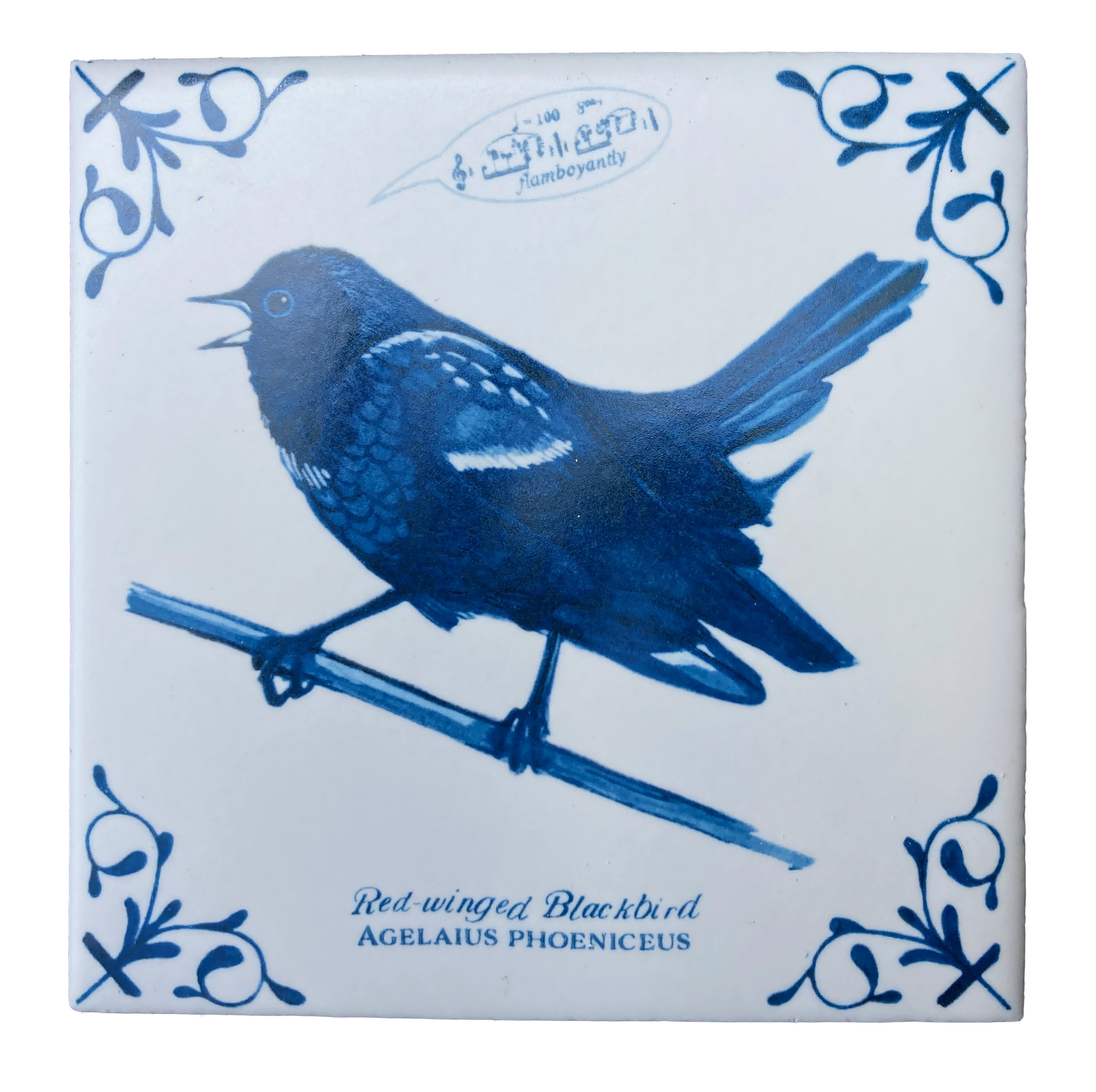 Red Wing Blackbird plus words 4X4 Tile