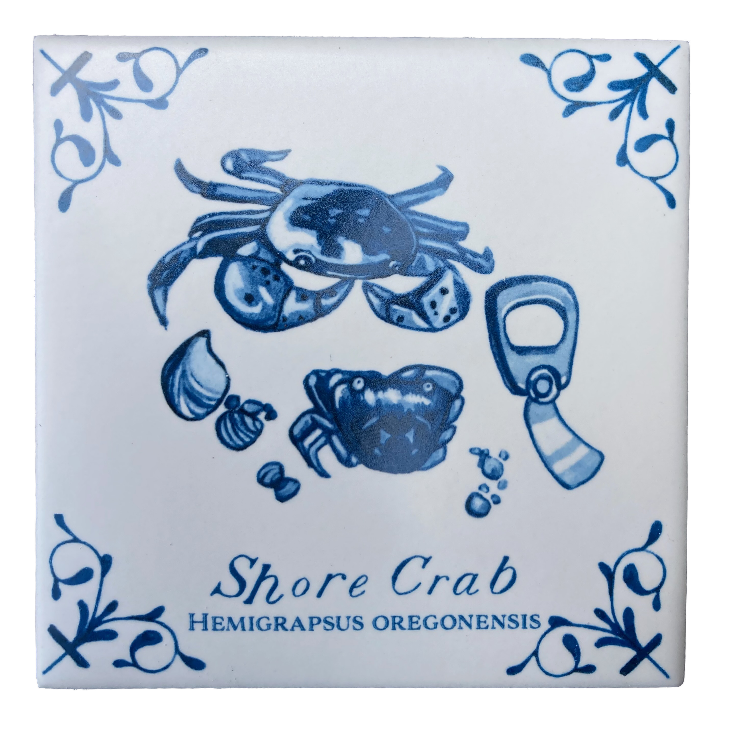 Shore Crab plus words 4X4 Tile