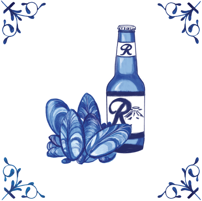 Pacific Blue Mussels 4X4 Tile