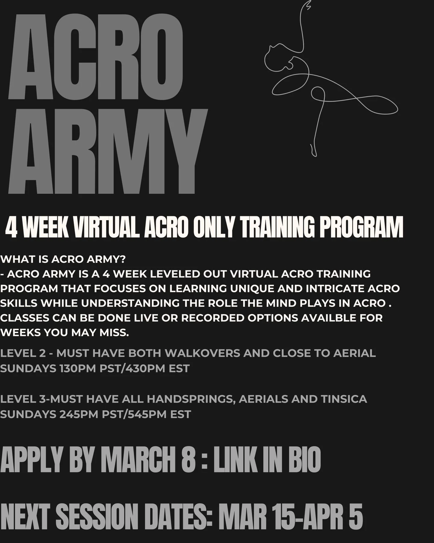 Interested in learning a more "dancey" approach to acro? A lot of times, studios are focusing on our big tricks, the tumbling which is also great..But where are people achieving all of these cool things that compliment choreography and are 