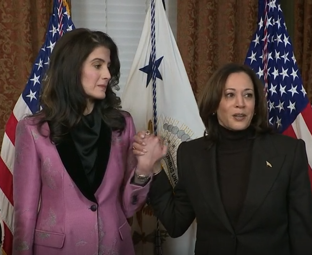 Nathalie Rayes with Vice President Kamala Harris holding hands