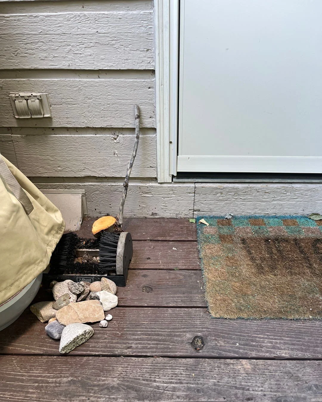 Most parents know this collection well...

Your toddler onside: &quot;Look! The BEST rock EVER!&quot; and then proceeds to find 47 more.
The compromise: &quot;Okay, but they stay OUTSIDE.&quot;

And so begins the growing pile by the front door - pine