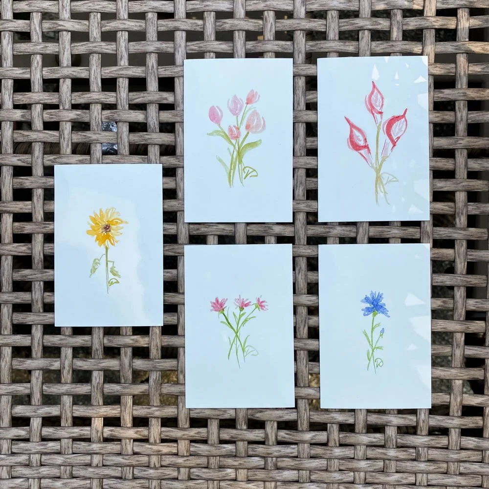 Flowers Hand-painted - Mini Note Cards