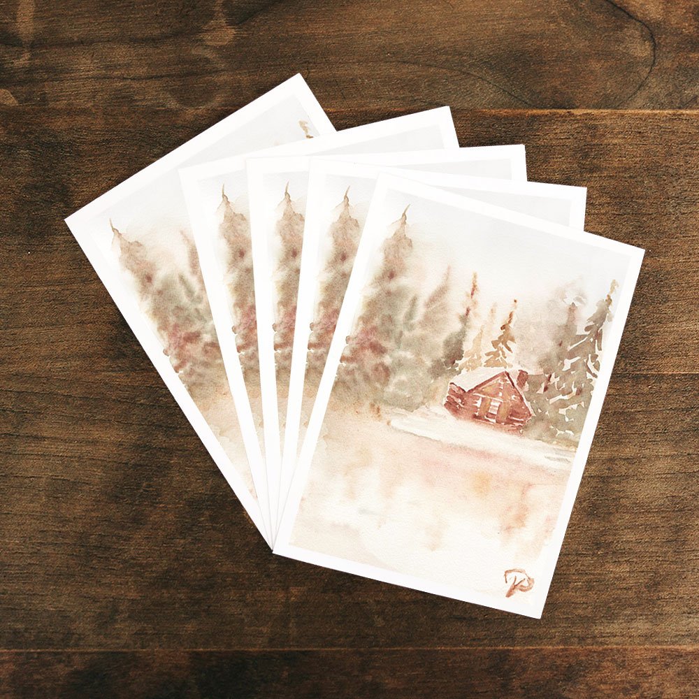 Winter Cabin - Blank Cards