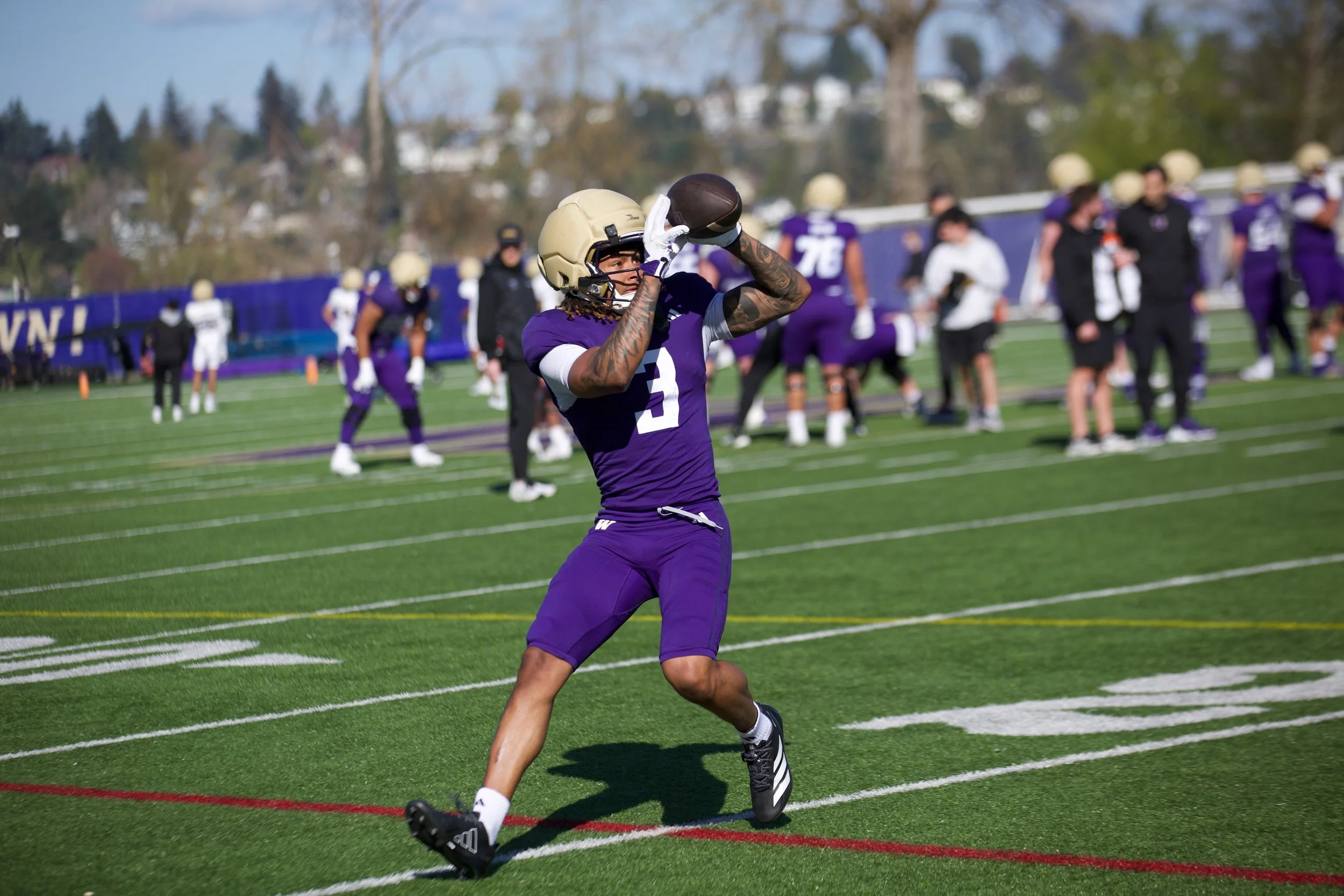 Huskies Talented, Inexperienced Receivers Battle for Roles During Spring Ball