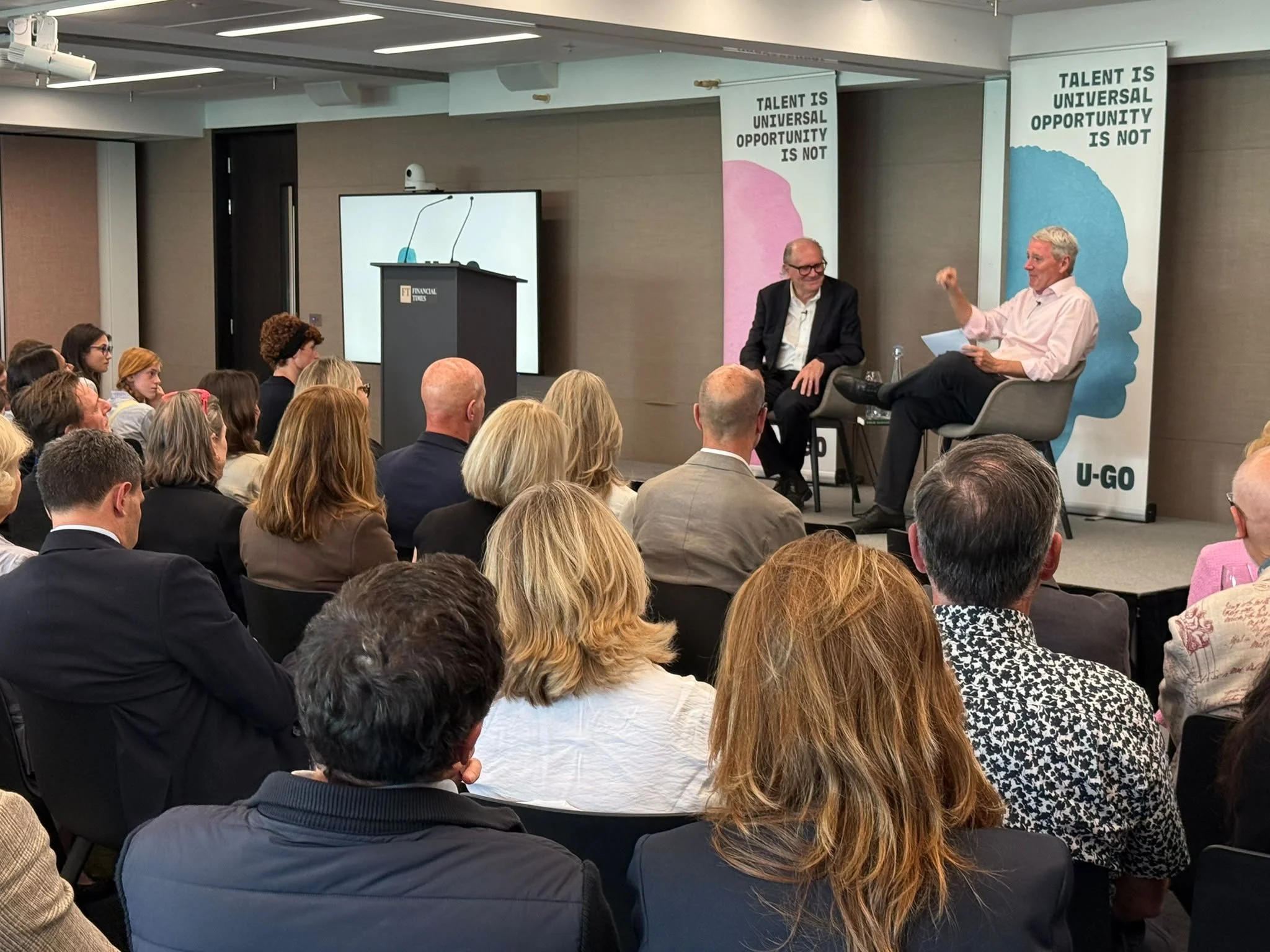 Author William Boyd and John Wood of U-GO at the Financial Times