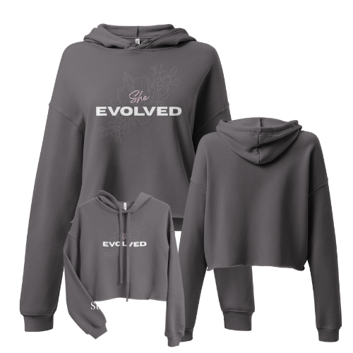She Evolved Crop Hoodie