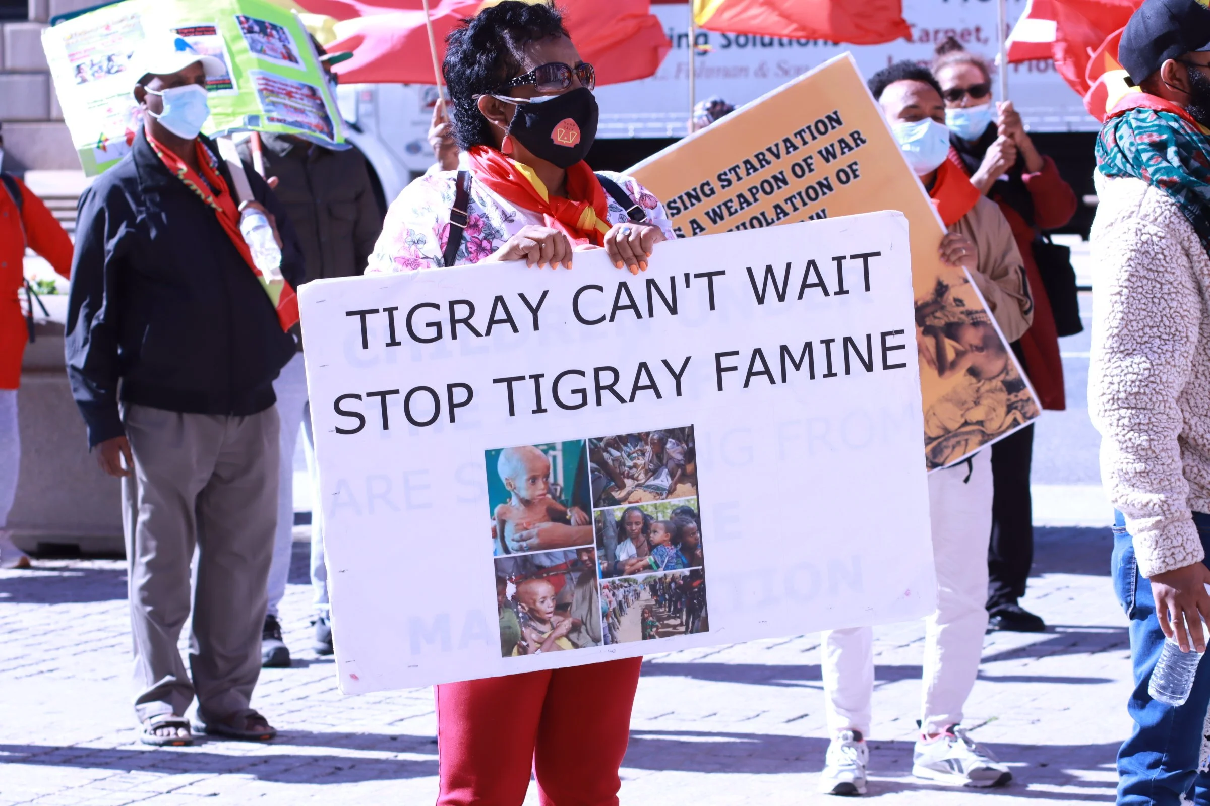 tigray ethiopian protest in washington dc during biden presidency. " tigray cant wait stop tigray famine"