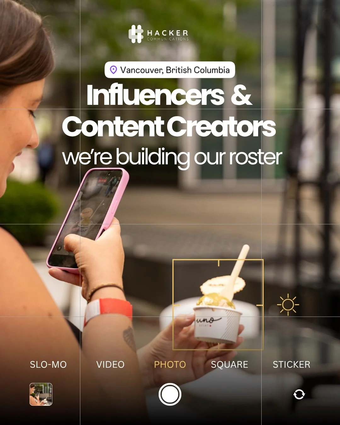 Calling Vancouver influencers and creators 📢

We&rsquo;re Hacker Communications, a PR and social media agency in Vancouver who work with some of the city&rsquo;s best events and brands, and we&rsquo;re building our roster of content creators to help