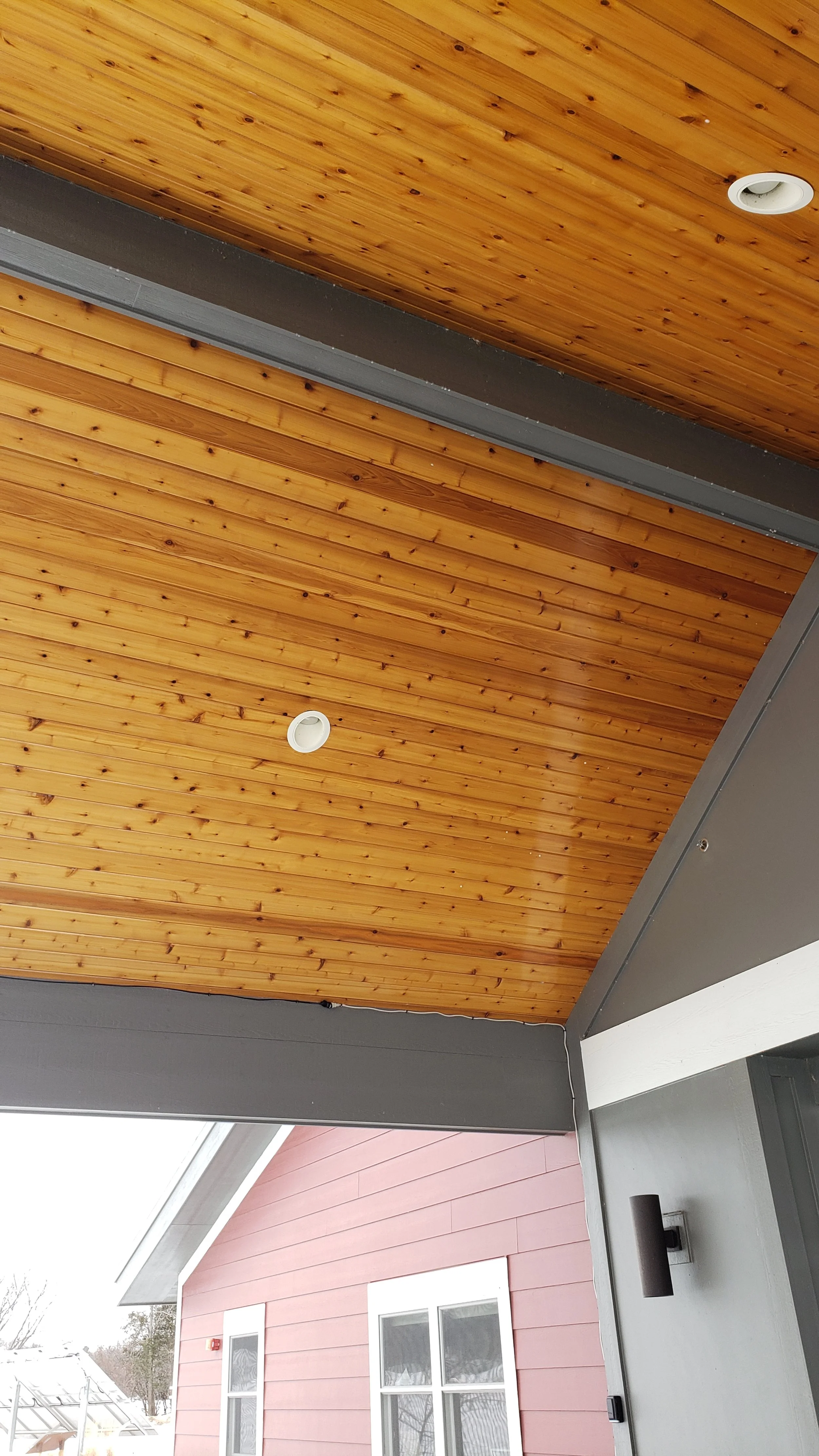 this was a prefinished tongue and groove ceiling in Hudson at Camp St. Croix 