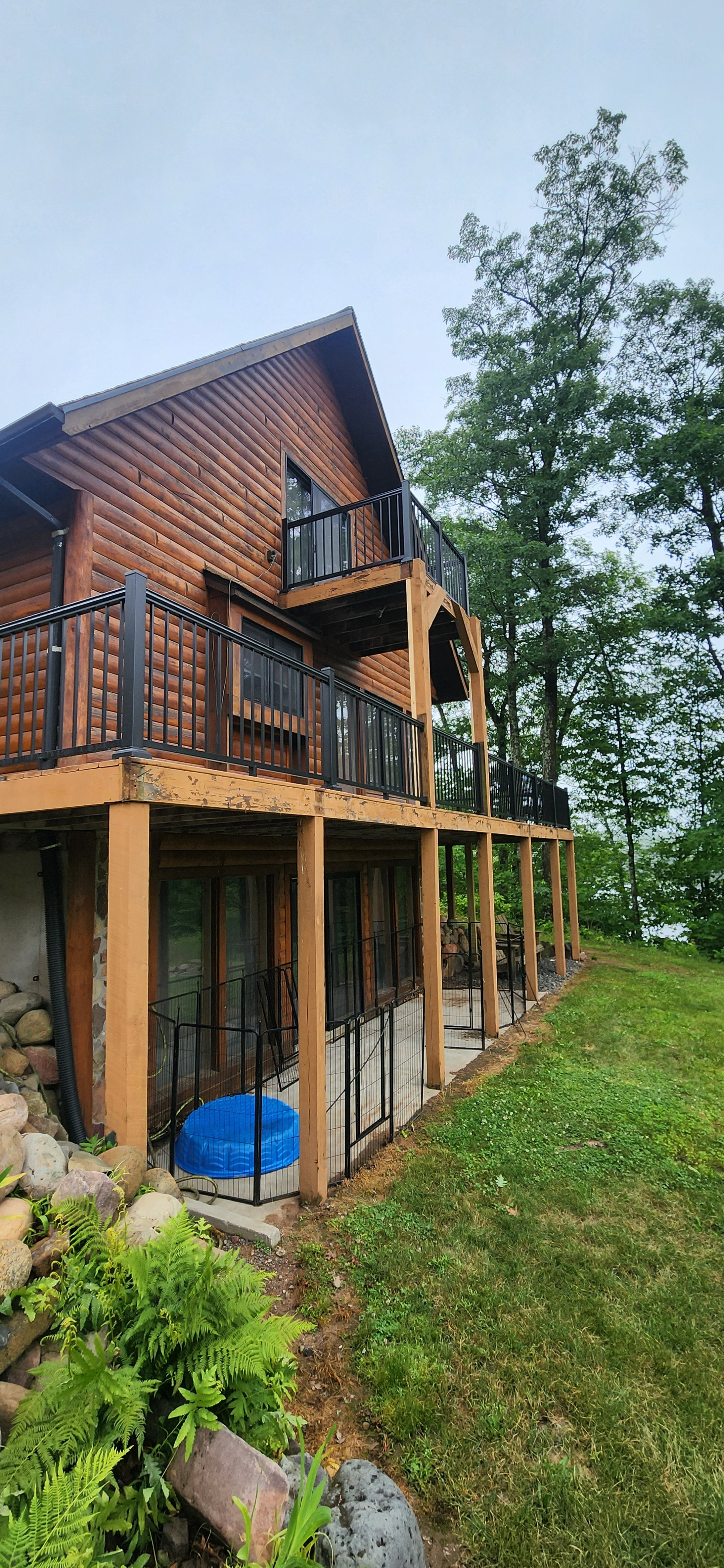 removed rotting wooden railing, added bracing and aluminum railings. 