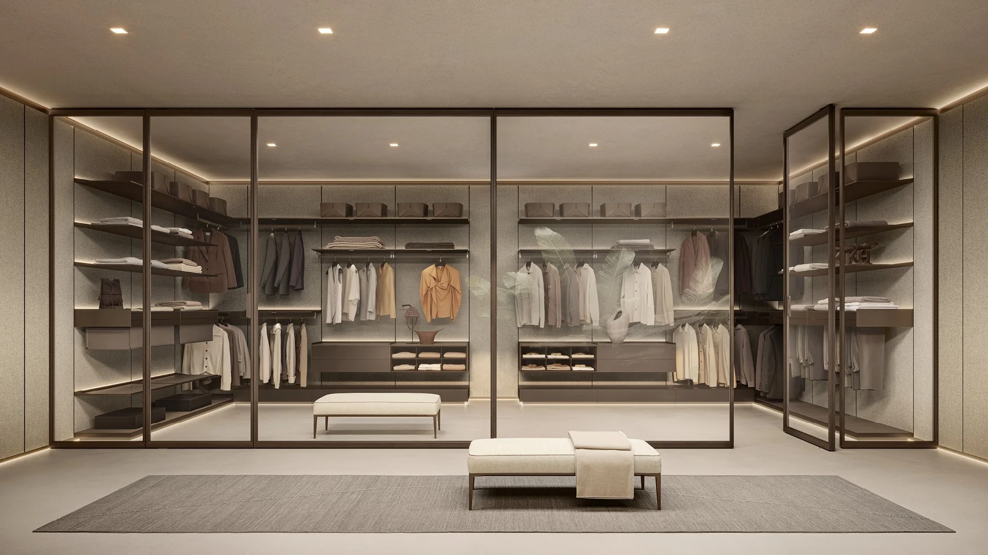 Rimadesio Hedon luxury walk-in closet system - Salone Las Vegas