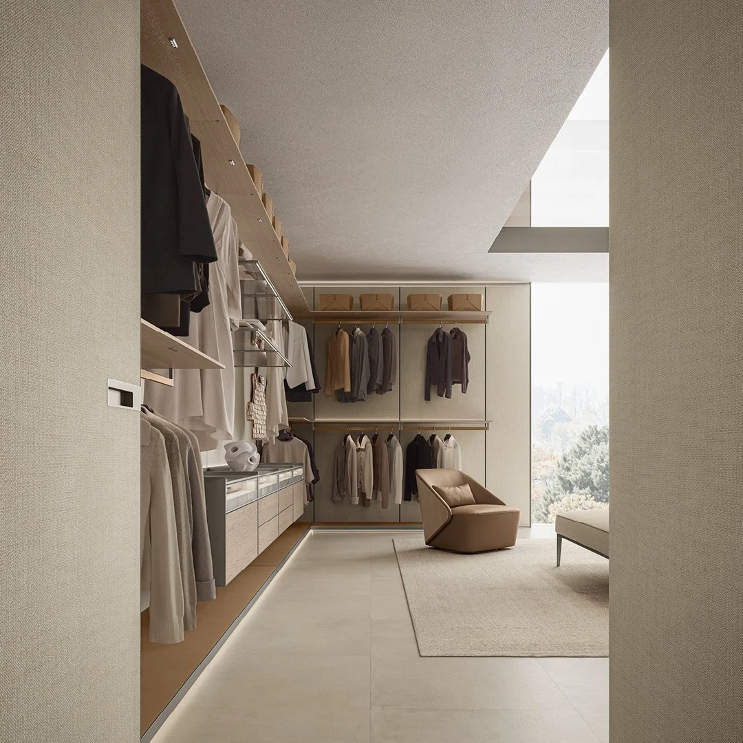 Rimadesio Hedon luxury walk-in closet system - Salone Las Vegas