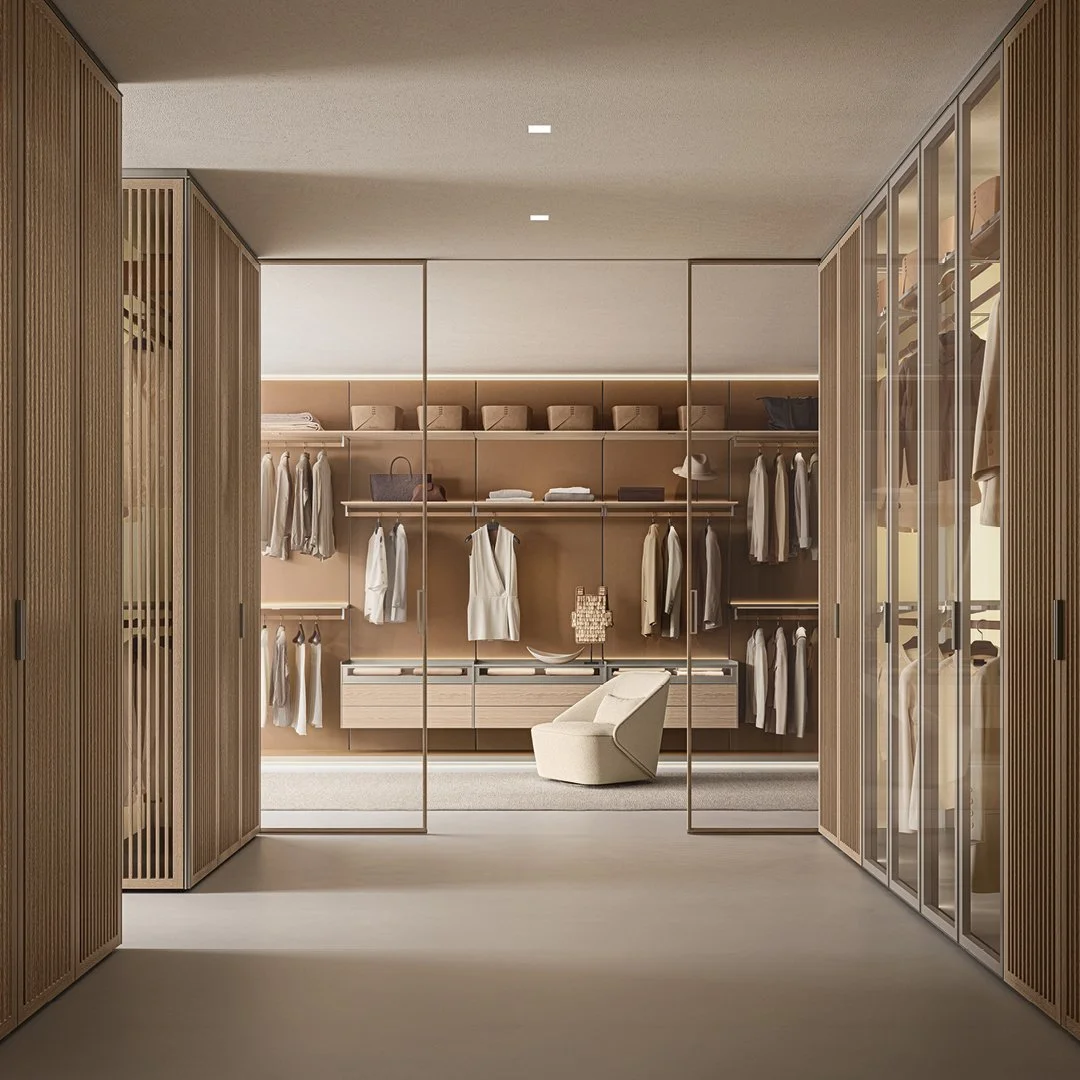 Rimadesio Hedon luxury walk-in closet system - Salone Las Vegas