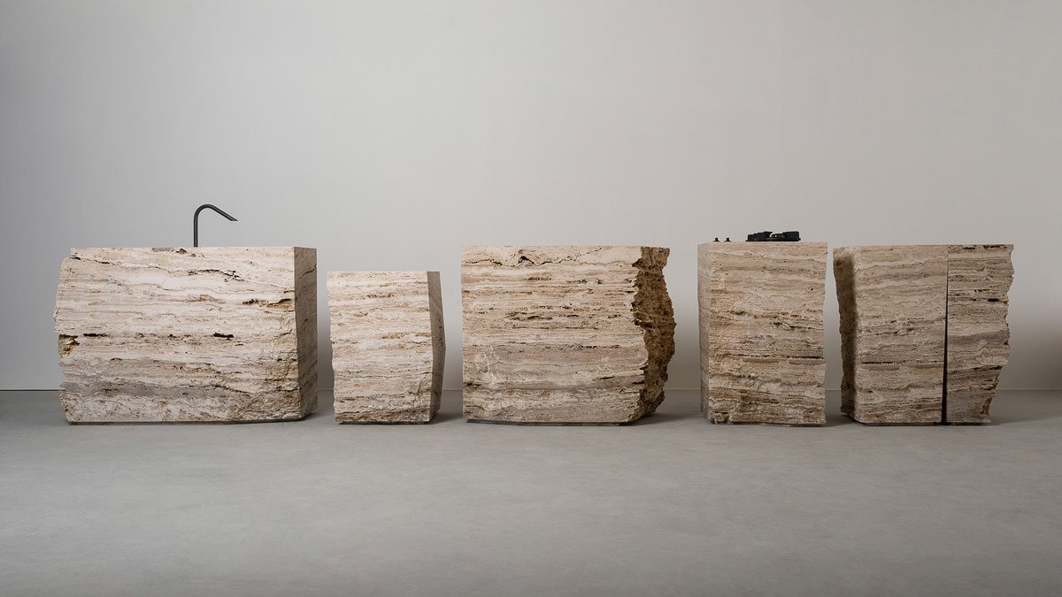 Outdoor stone kitchens at Salone showroom Las Vegas Arts District