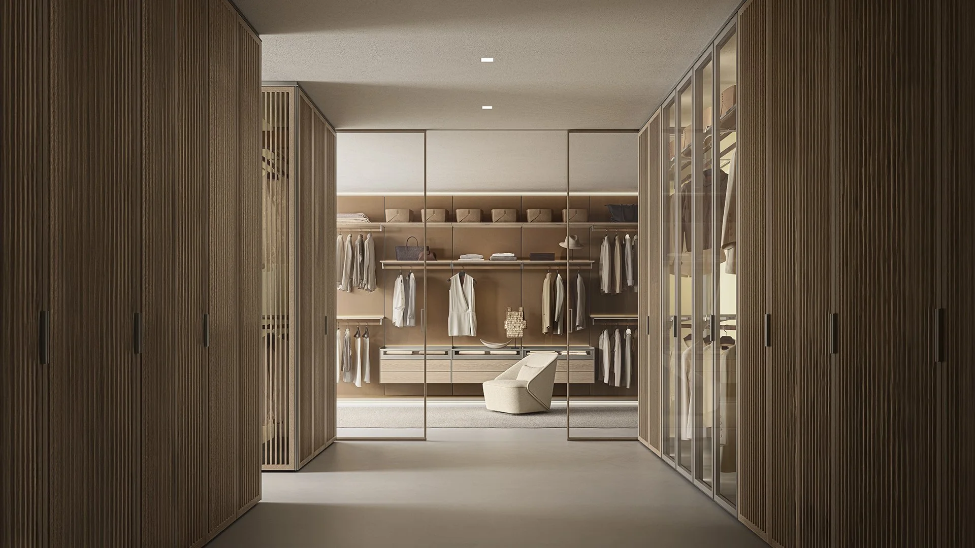 Rimadesio custom-made wardrobe and storage system available at Salone Las Vegas