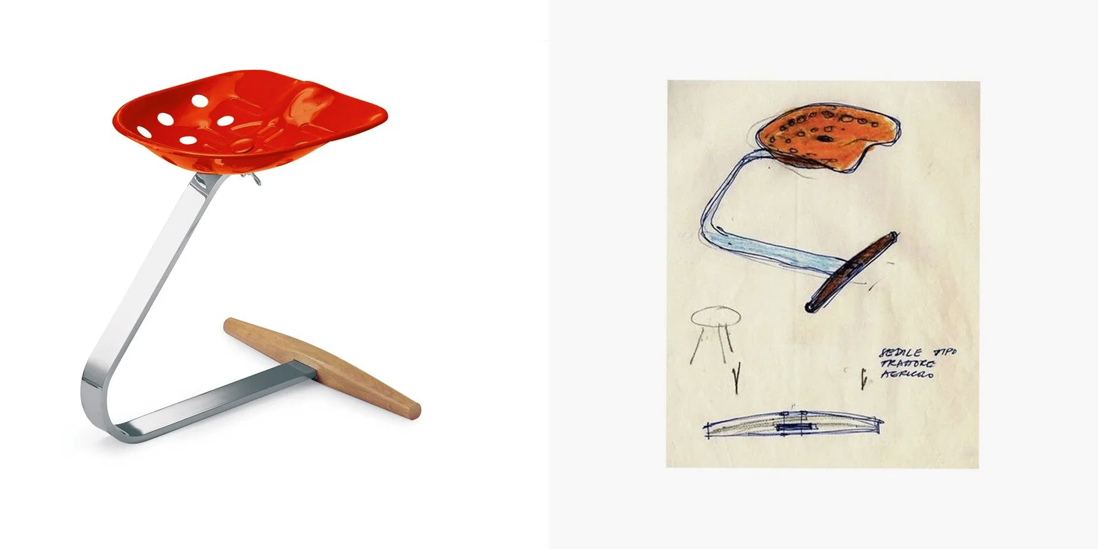 Mezzadro tractor seat stool by Achille and Pier Giacomo Castiglioni for Zanotta. Available at Salone Las Vegas