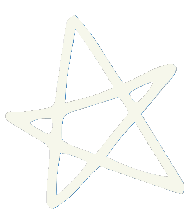 Hand-drawn star with uneven points on a black background.