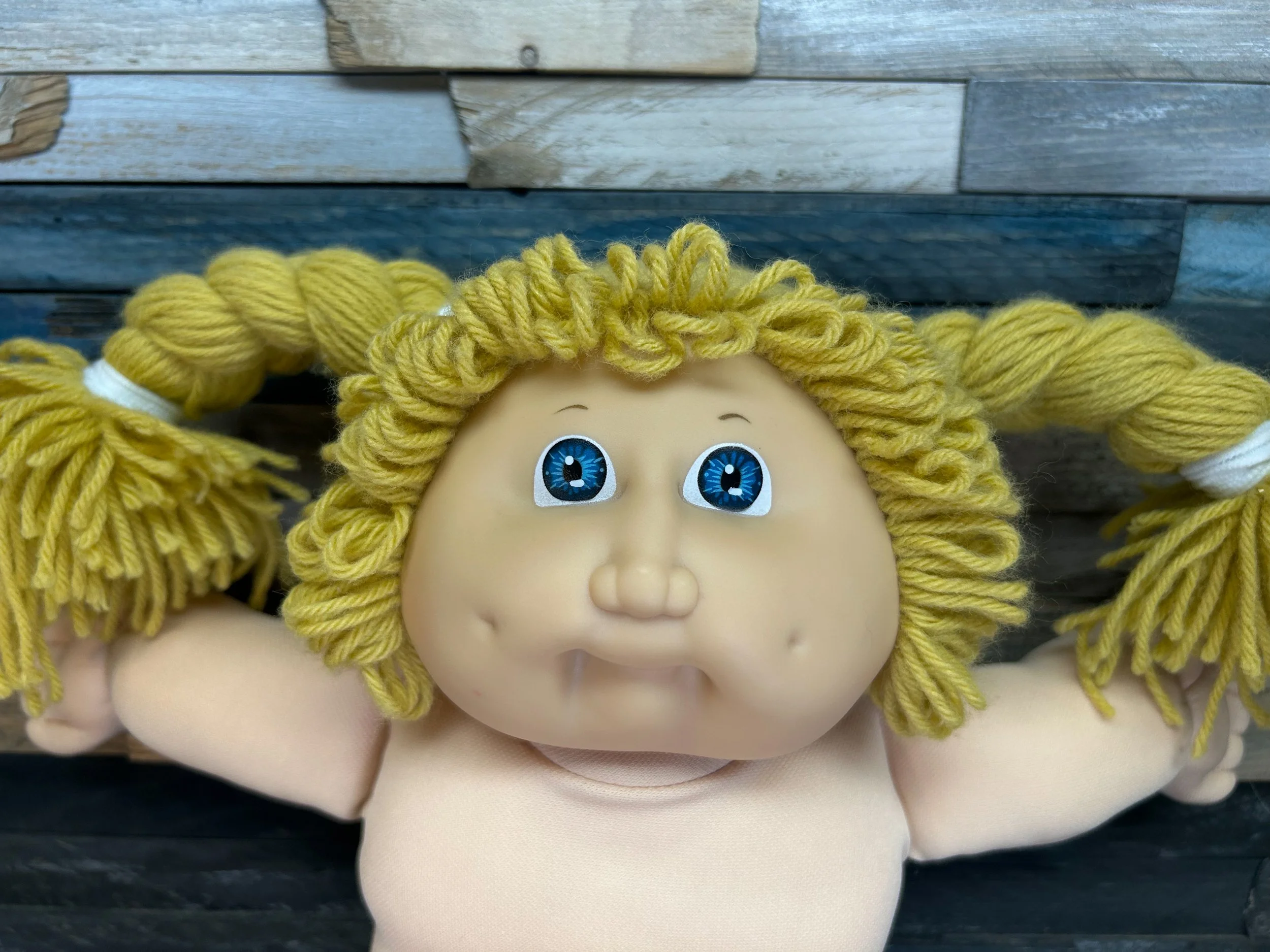 Golden hair & blue eyes **