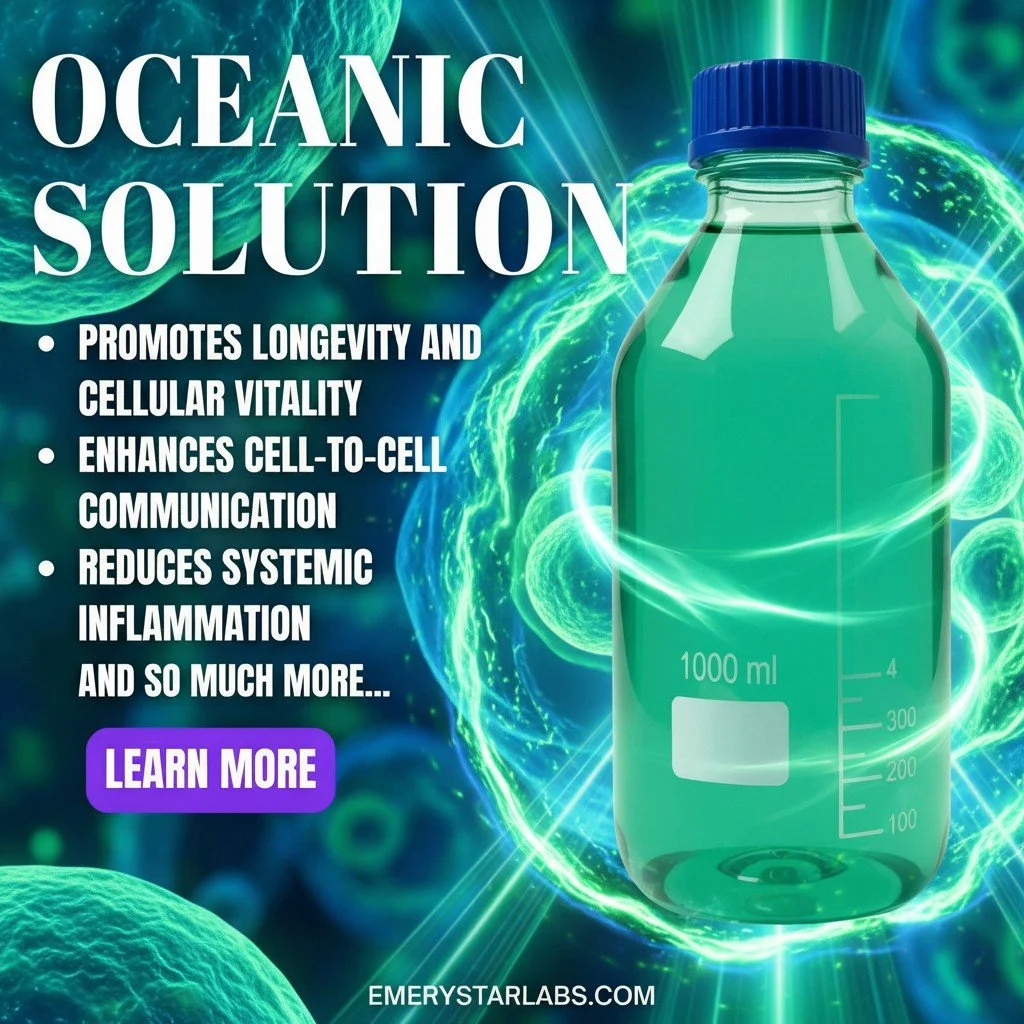 Upgrade Your Inner Ocean with the frequency of longevity. 💚💧🌐

Every drop of Oceanic Solution is engineered to bring your cells back online. From reducing systemic  inflammation to boosting cell-to-cell communication, this is the future standard f
