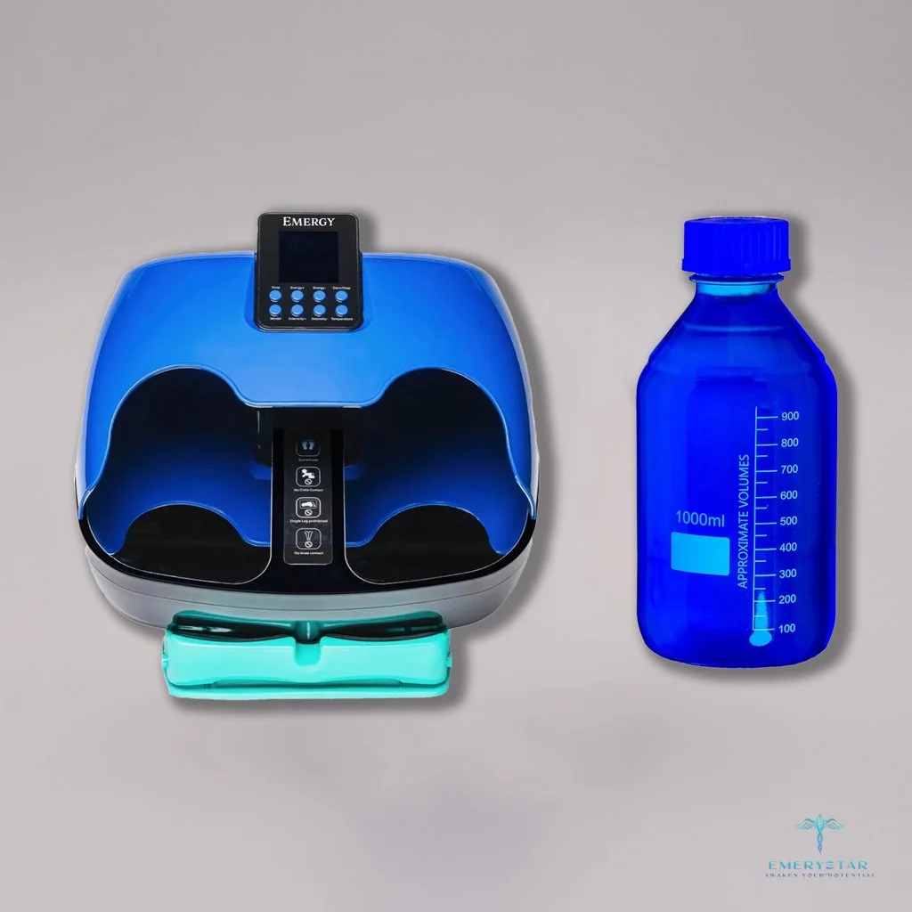 Emery’s Quantum Radio Frequency Foot Device with 1000ml Aquafarian Nano Blue