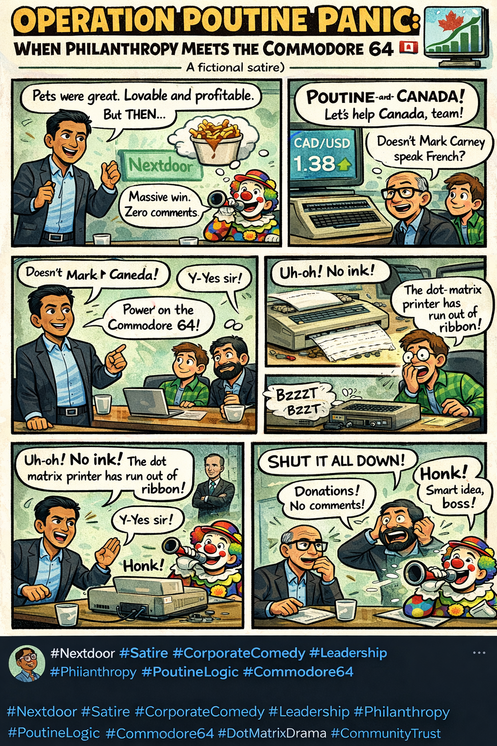 “#Nextdoor's Operation Poutine: A Very Serious Global Strategy Meeting” 🇨🇦🍟(A fictional satire)