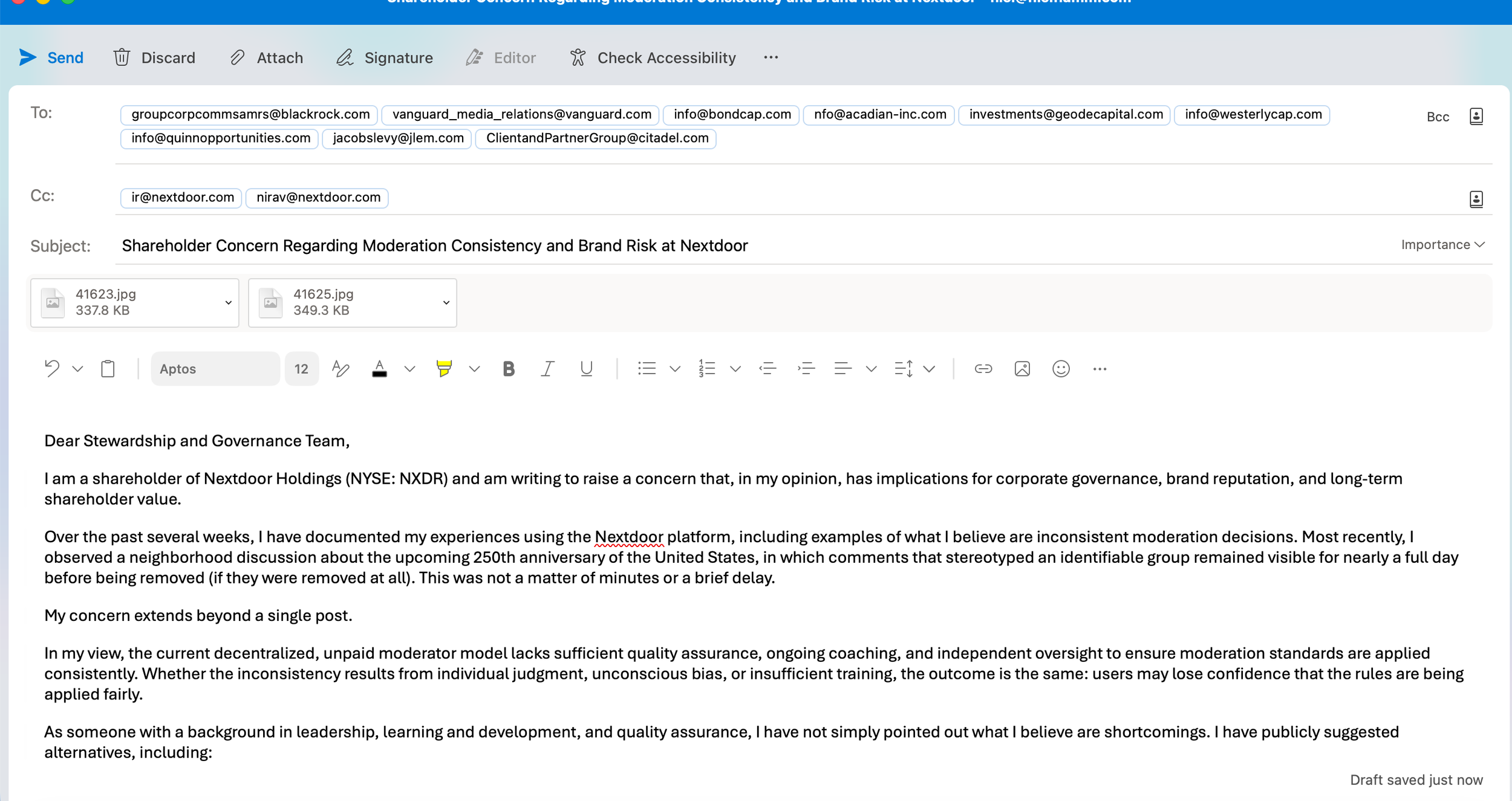 Taking My Concerns to Nextdoor’s Largest Shareholders