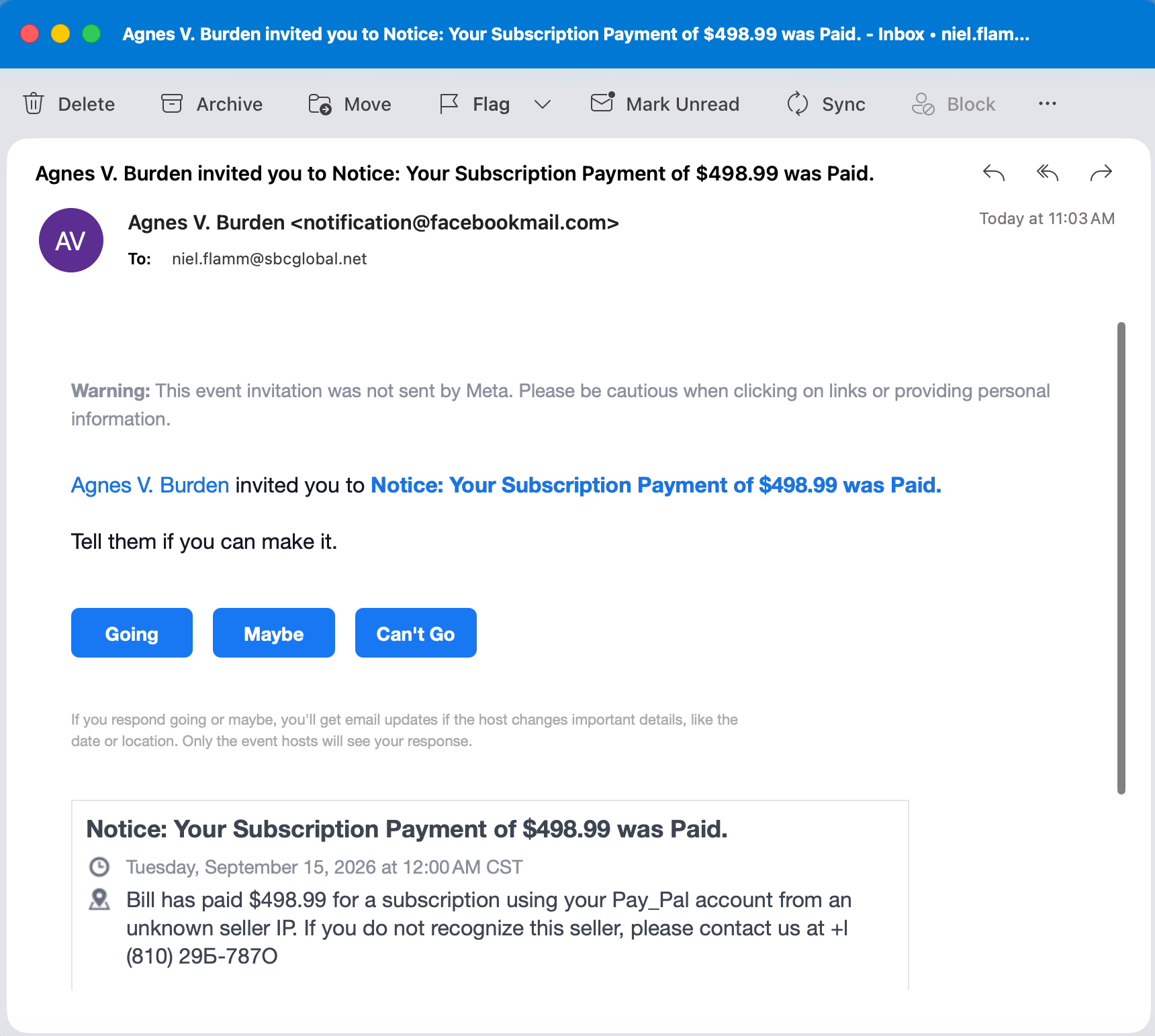 Apparently My $498.99 PayPal Subscription Is Now a Facebook Event
