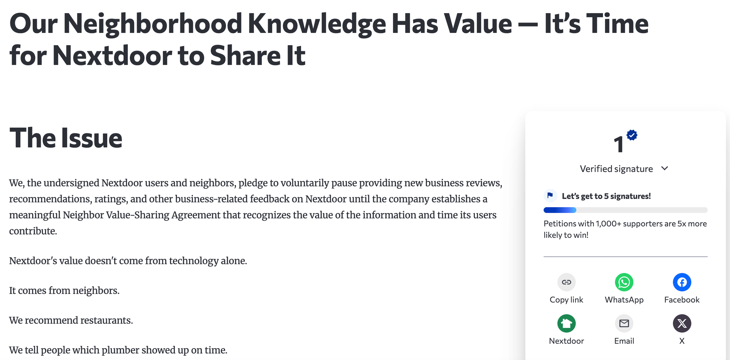 The Petition Is Live: Our Information Has Value