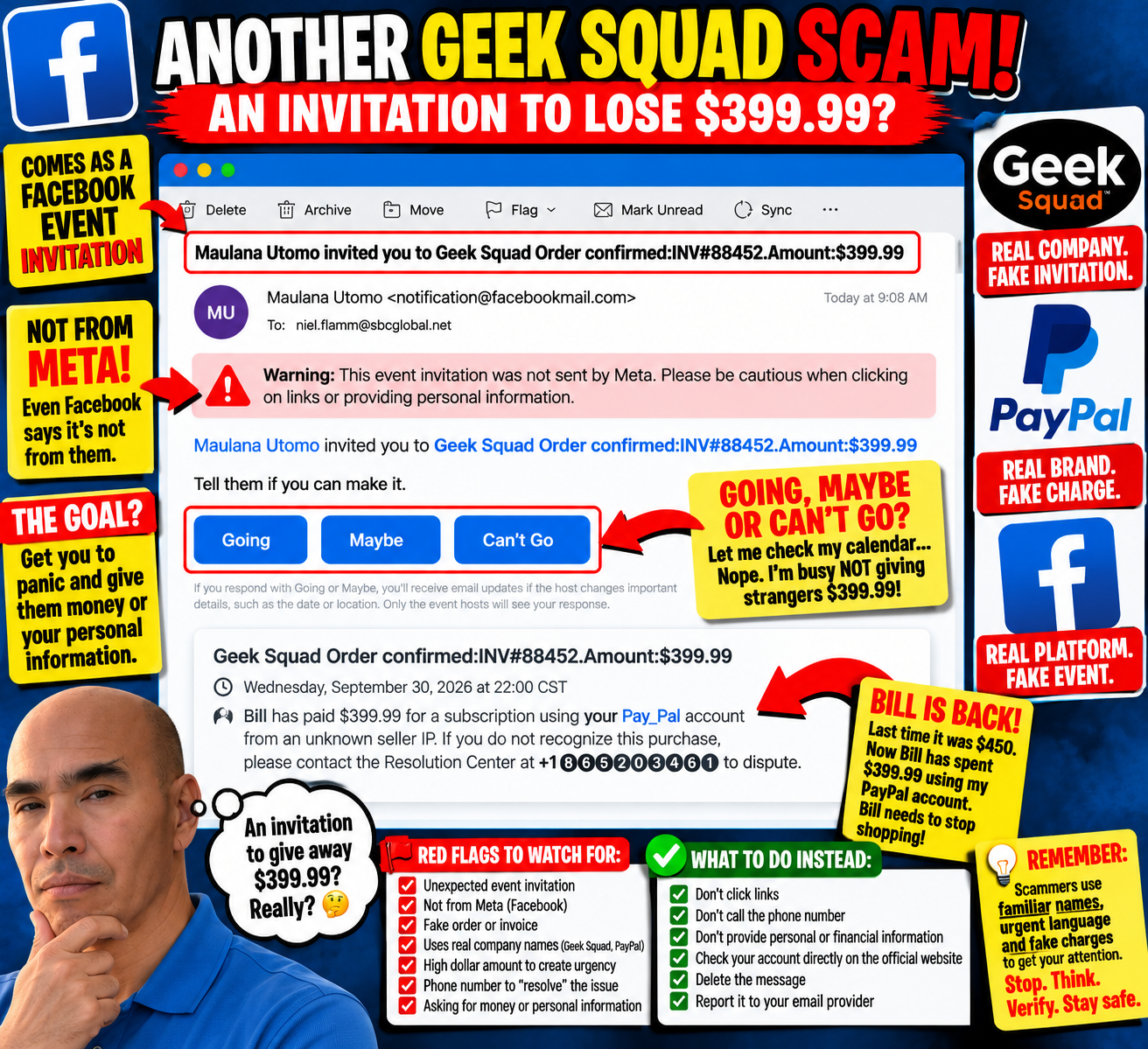 Another Scam Invitation: Apparently I’m Invited to Give Away $399.99
