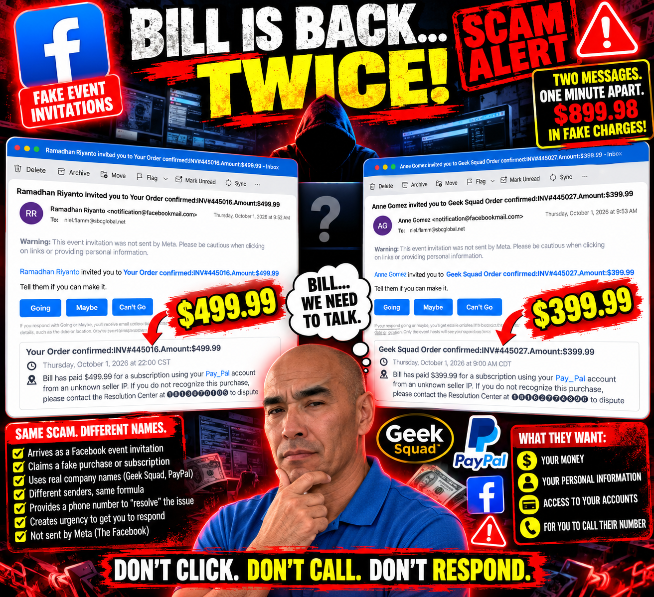 Bill Is Back—Twice: Apparently My Fake PayPal Account Had a Busy Morning