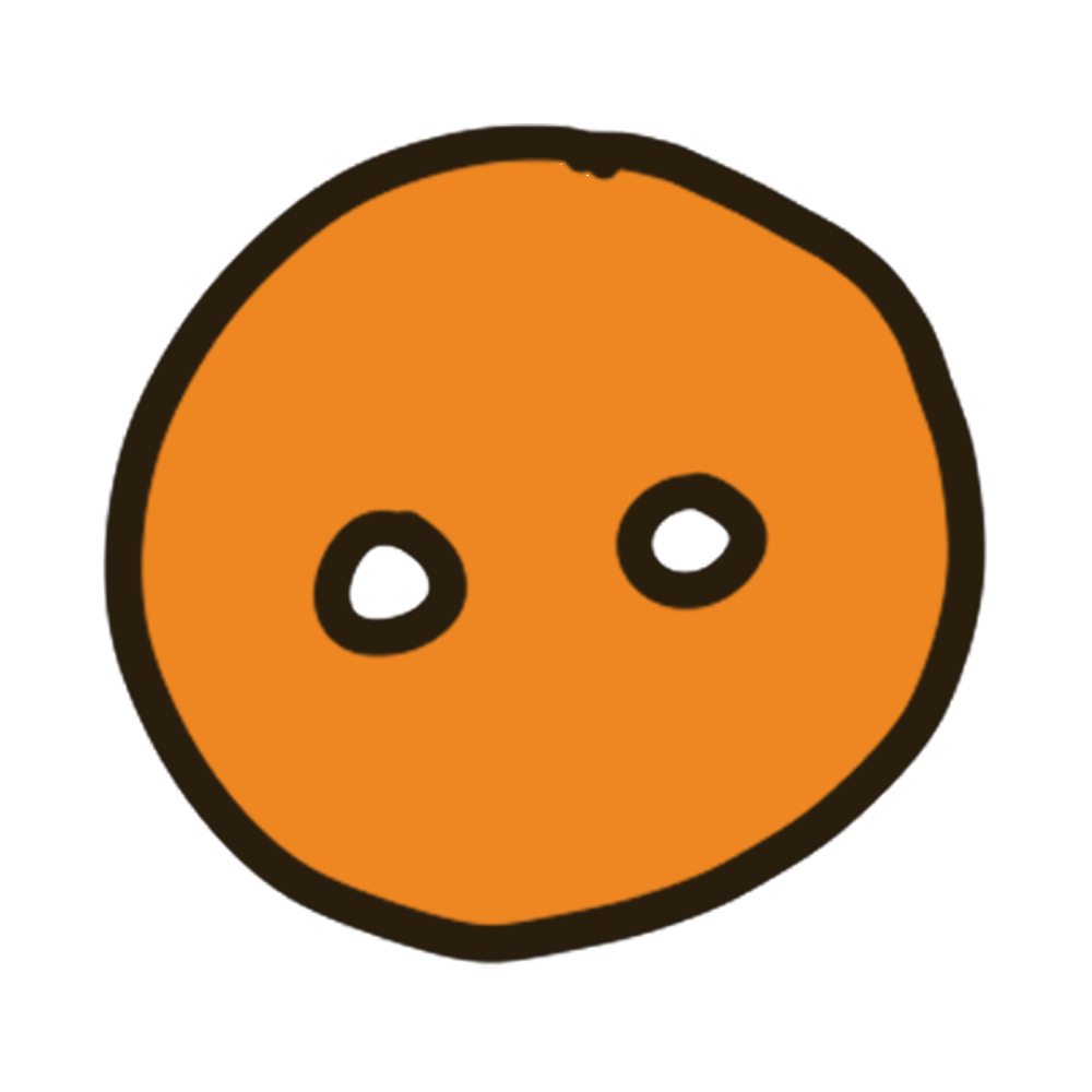 Orange circle with two holes, cartoon design.