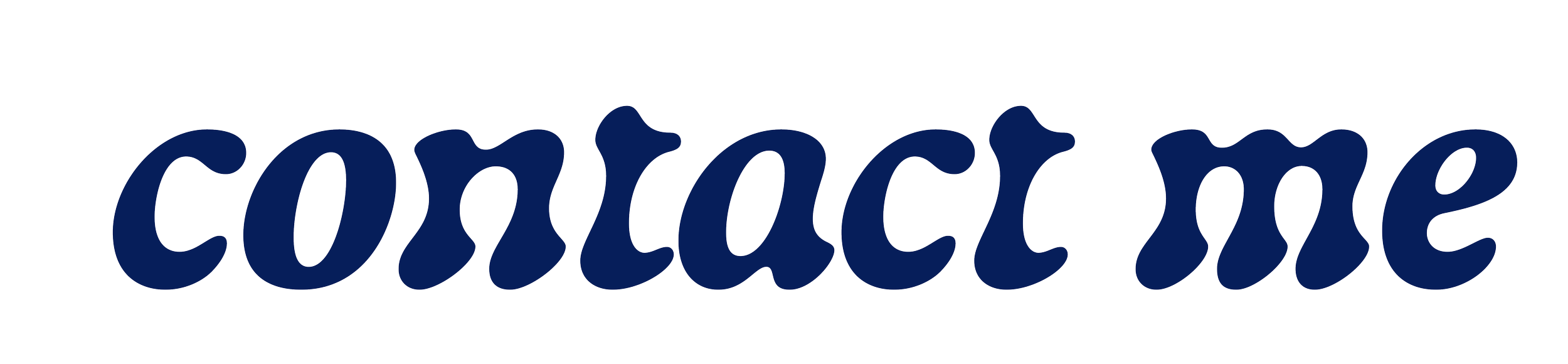 "contact me" text in stylized blue font