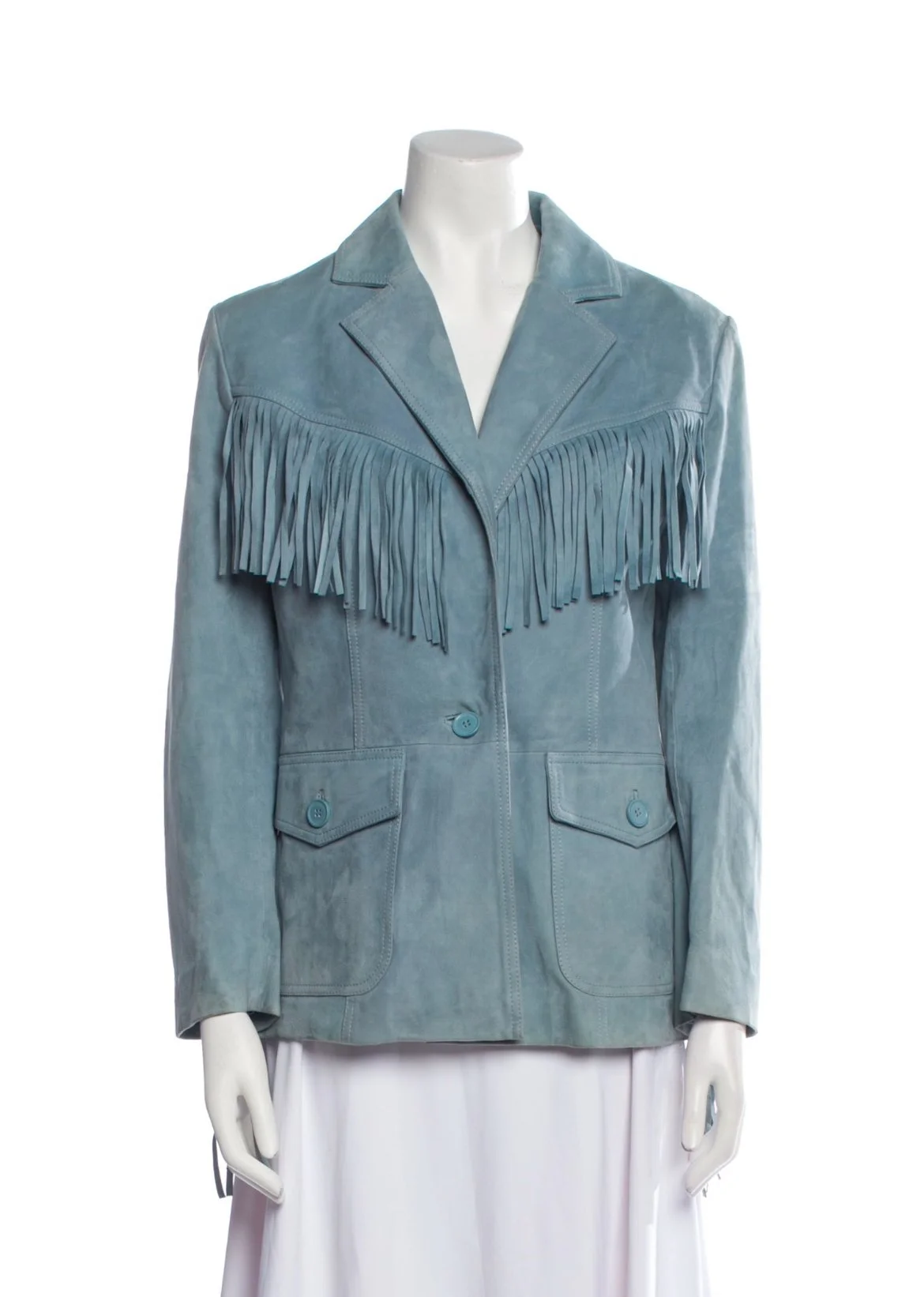 Maje Blue Fringe Jacket
