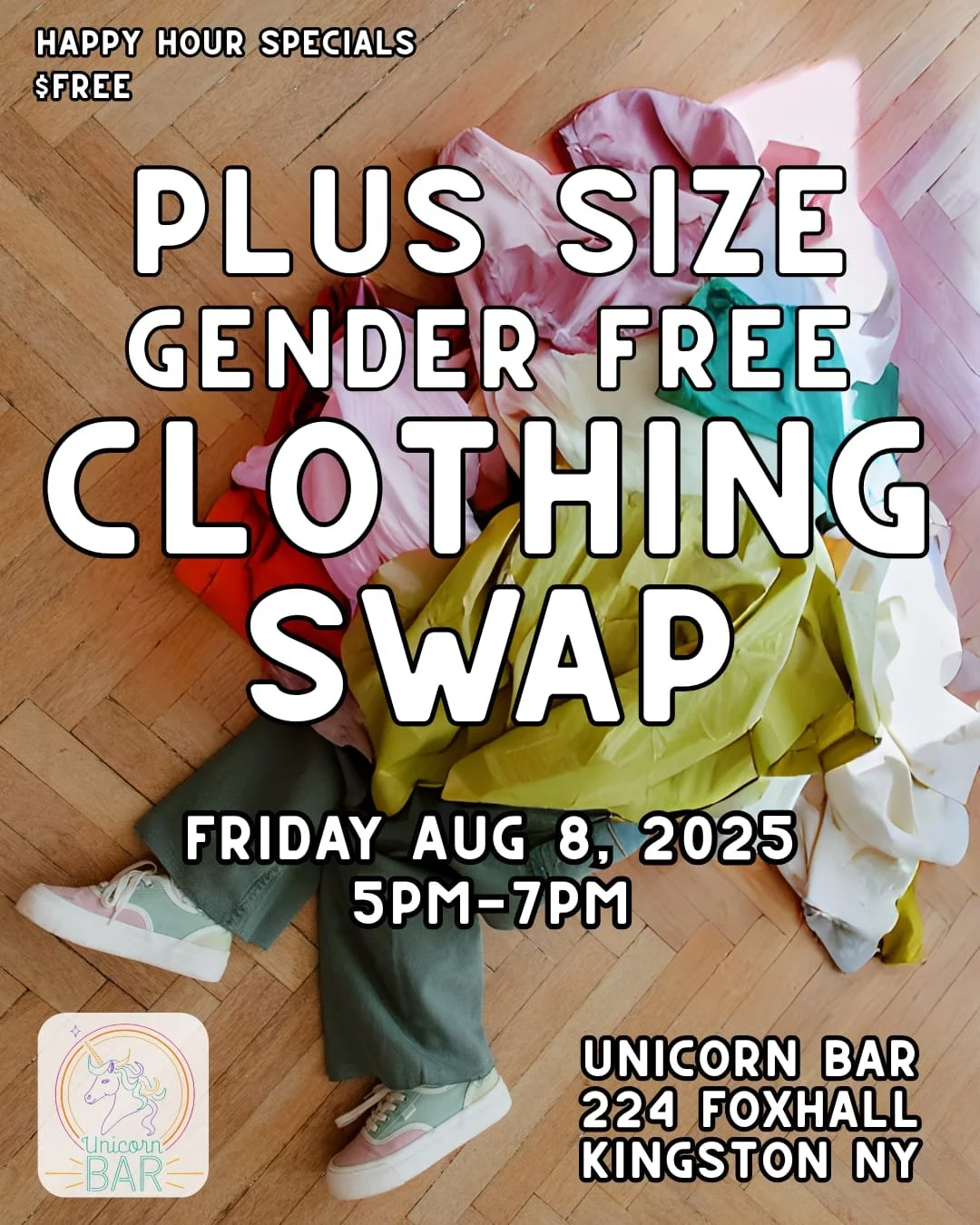 Plus Size + Gender Free Clothing Swap @ Unicorn Bar