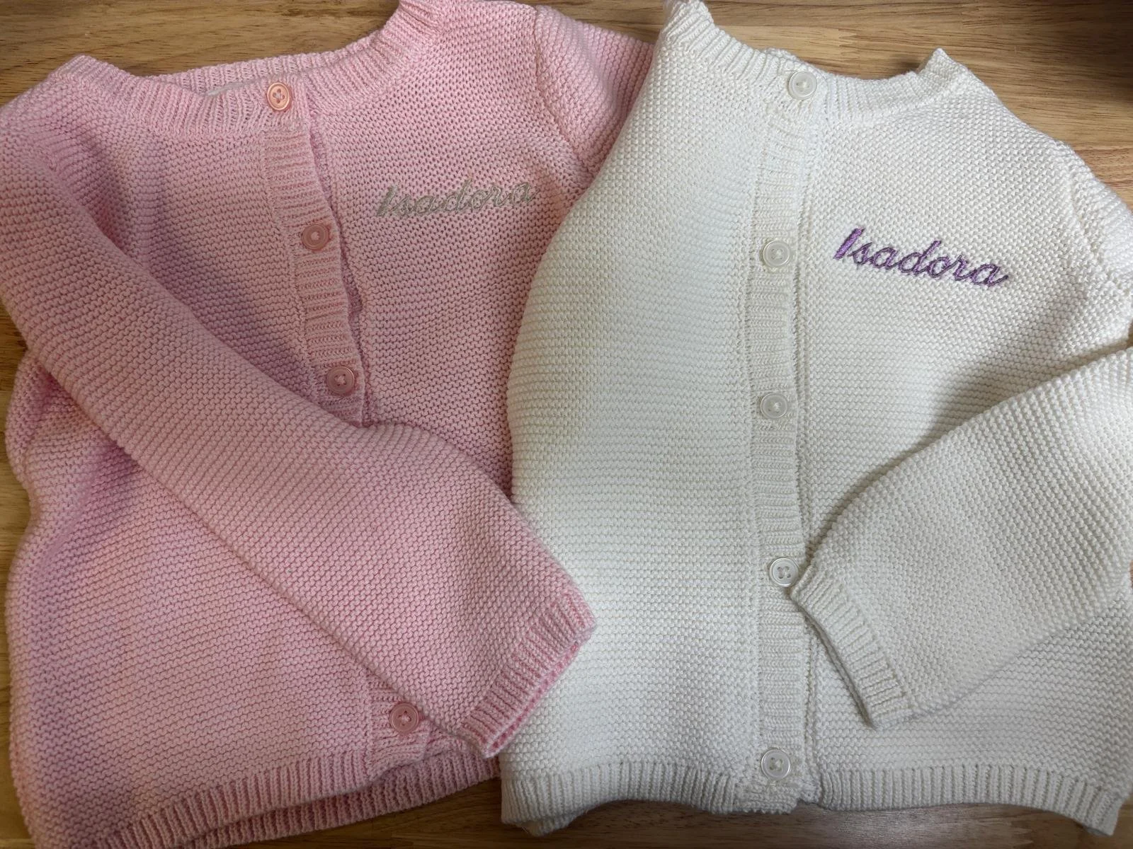 Embroidered baby sweaters