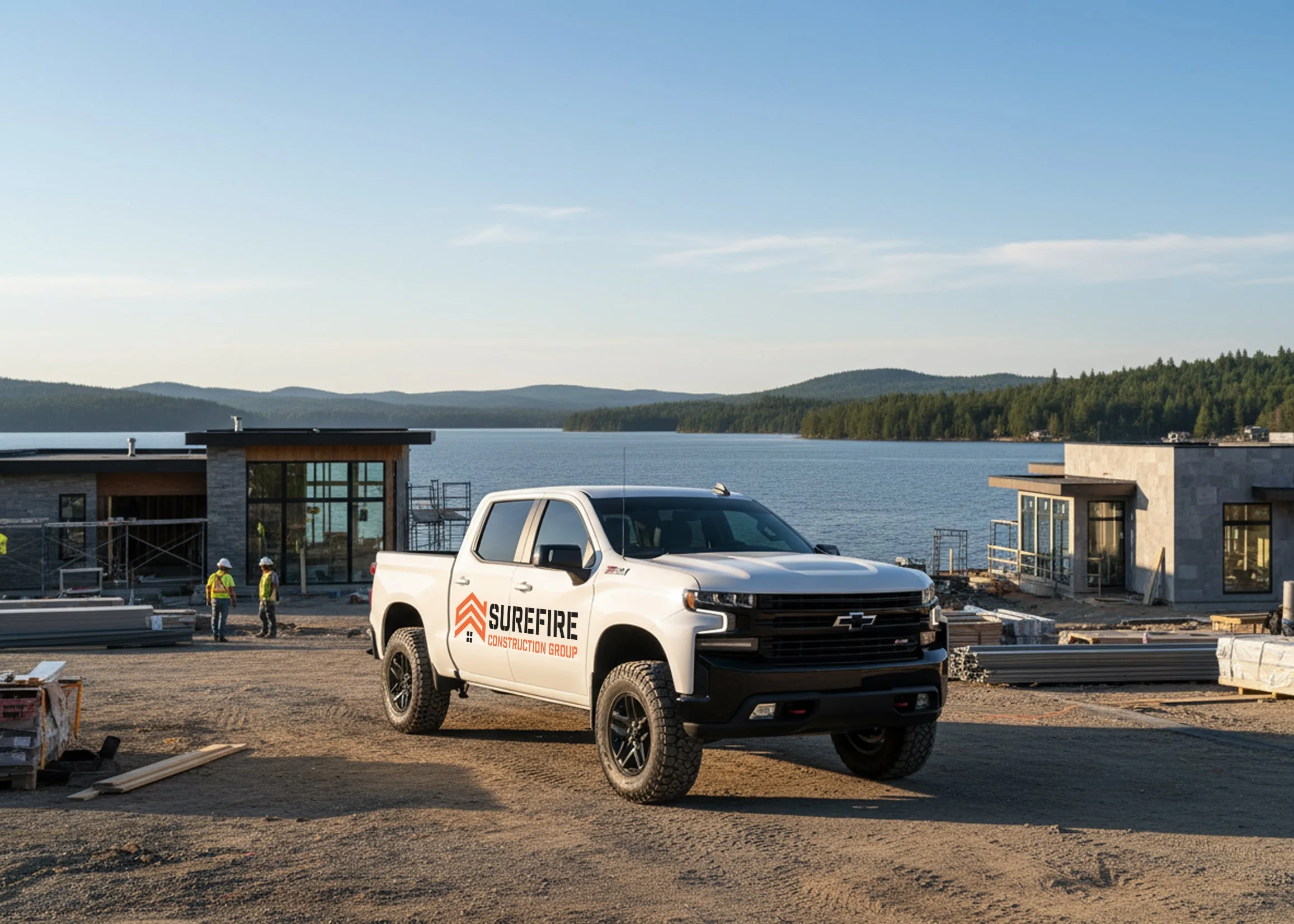Surefire Construction Group Truck at Lake Tillery Jobsite NC