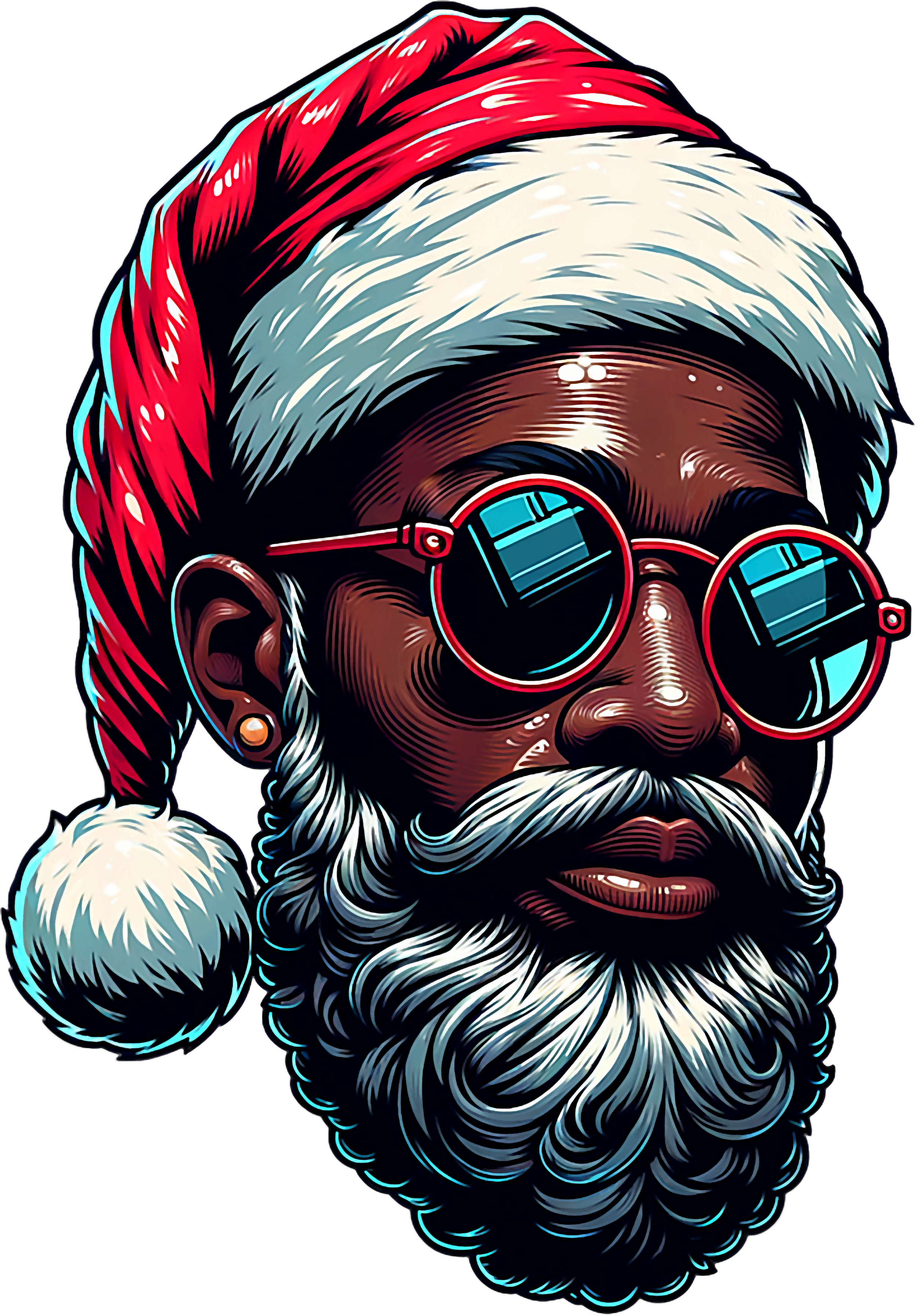 African American Christmas Pajama Xmas Afro Santa Claus PJ T-Shirt.png