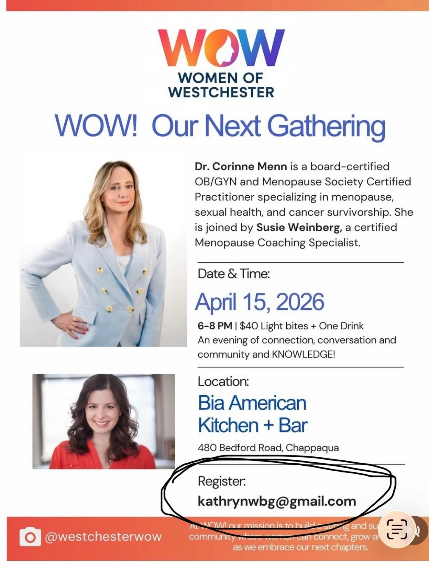 This Wednesday, April 15th 6-8pm at Bia Kitchen &amp; Bar join Me &amp; @drmennobgyn as we talk ALL things Perimenopause &amp; Menopause! BRING YOUR QUESTIONS! **We will also be raffling off a pair of @piperandmint mint infused/sweat wicking pjs for 