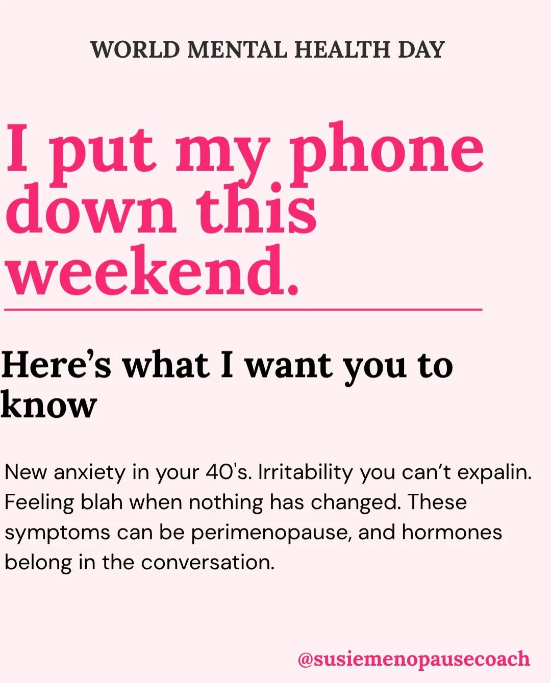 World Mental Health Day was this past weekend on October 10th, and I didn&rsquo;t post a thing. I was away with my family, phone down, fully present. 

Honestly? It was one of the best things I&rsquo;ve done for my own mental health in a while.

So h