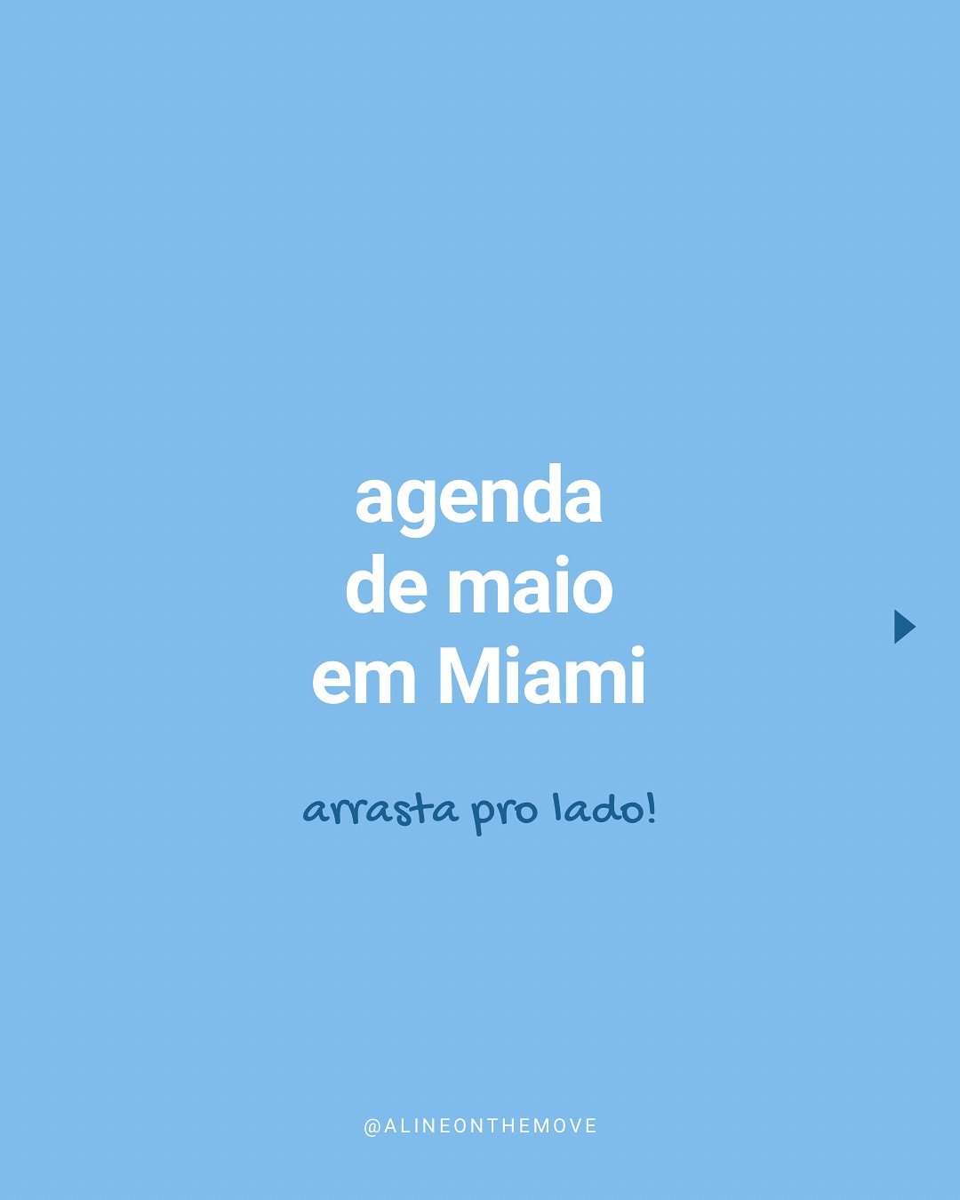 🇧🇷 Agenda de MAIO em Miami! 👉🏼 Arrasta para o lado para conferir tudo que vai rolar em Miami nas pr&oacute;ximas semanas! 

☀️ O Ver&atilde;o est&aacute; cada vez mais pr&oacute;ximo, ou seja, os dias j&aacute; est&atilde;o quentes e ensolarados,