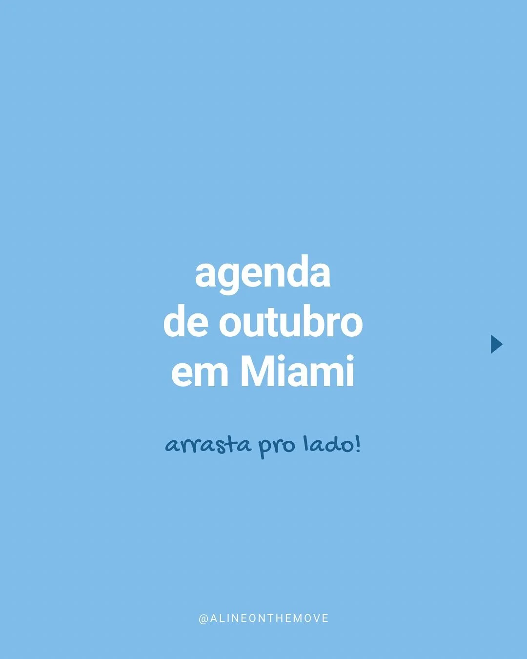 🇧🇷 Agenda de Outubro em Miami! 👉🏼 Arrasta para conferir tudo que vai rolar esse m&ecirc;s na cidade ✨ 

🍂 Outubro &eacute; oficialmente Outono, mas o clima ainda &eacute; de ver&atilde;o por aqui! Chove menos, os dias s&atilde;o ensolarados e ai