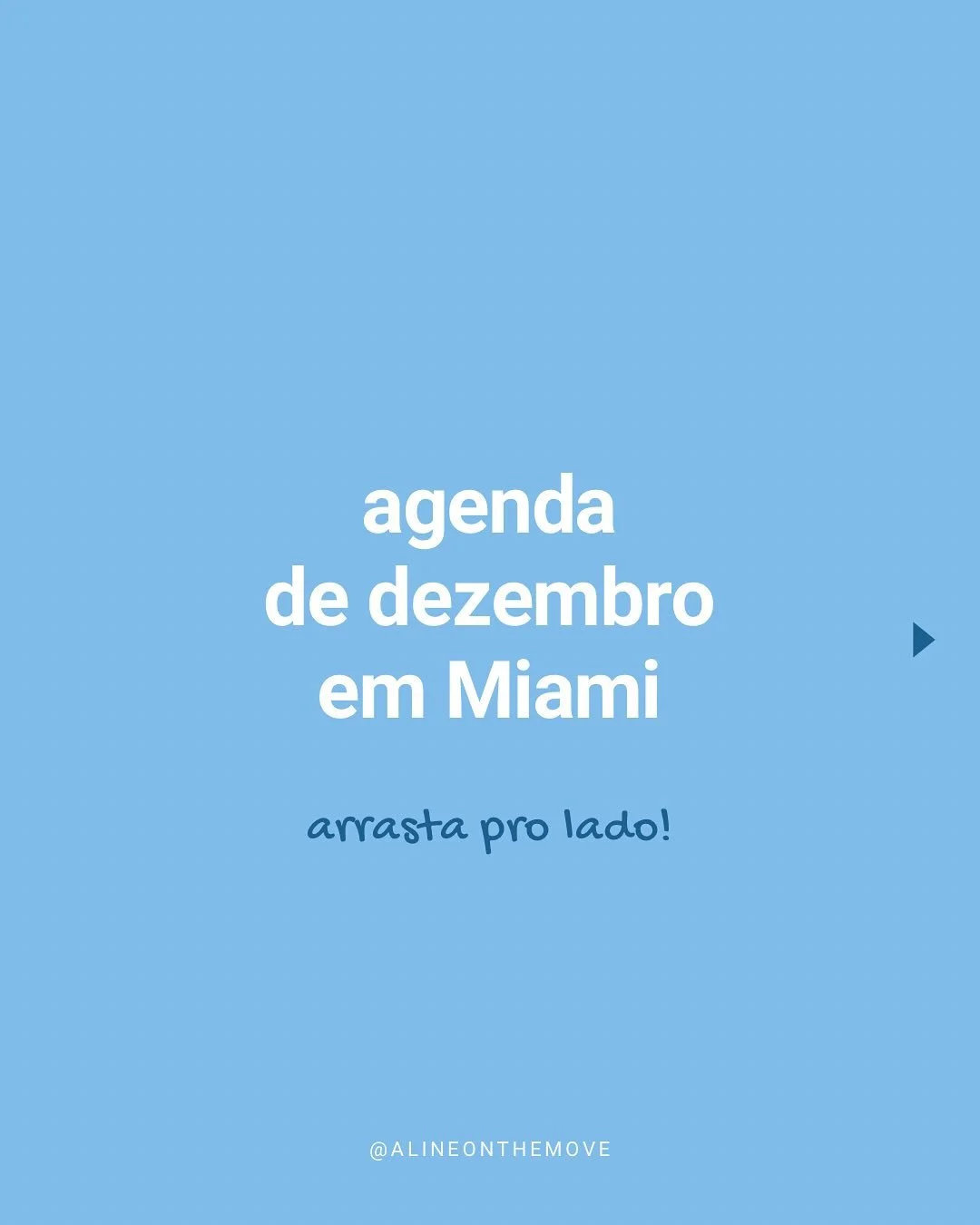 🇧🇷 Oi Dezembro! O &uacute;ltimo m&ecirc;s do ano &eacute; sem d&uacute;vidas, o mais agitado em Miami. Tem MUITOS eventos, feriado, shows e jogos pra fecharmos o ano da melhor forma. 
👉🏼 Arrasta pro lado para conferir tudo que vai rolar por aqui 