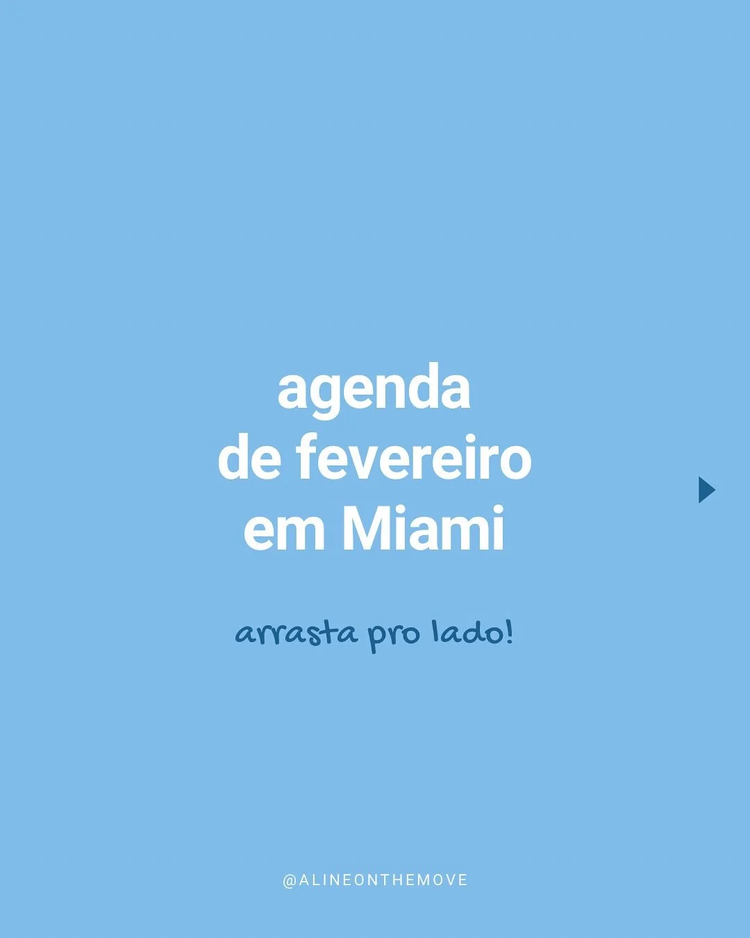 🇧🇷 Agenda do m&ecirc;s em Miami! Fevereiro costuma ser um m&ecirc;s mais tranquilo e geladinho por aqui! 👉🏼 Arrasta pro lado para conferir tudo que vai rolar por aqui nas pr&oacute;ximas semanas!

☀️ Fevereiro ainda &eacute; Inverno em Miami. A m